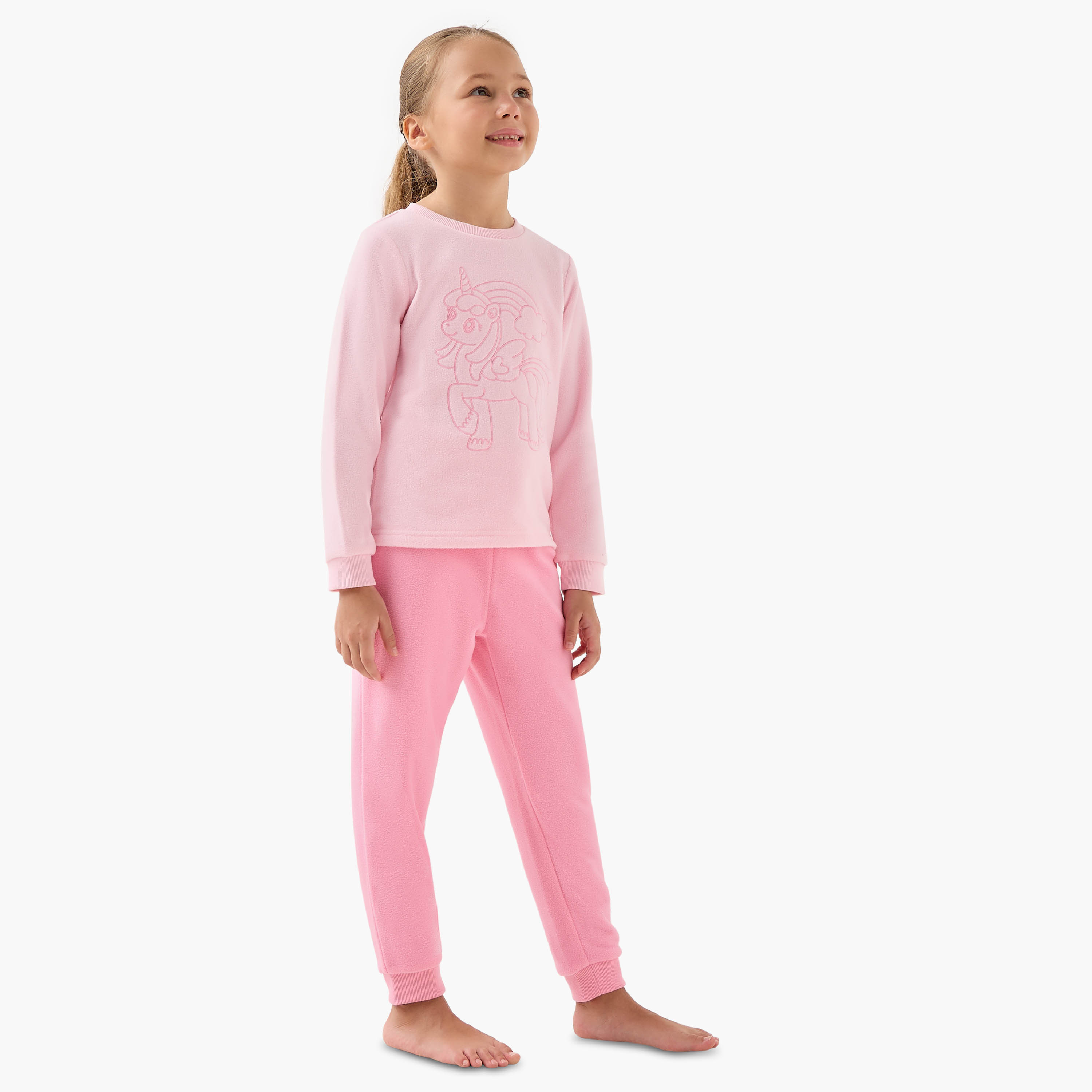 طقم بنطلون بيجاما وتيشيرت صوف بطبعات فيونكة من جونيورز-baby-girls-clothing-winterwear-pyjamasets-image-13