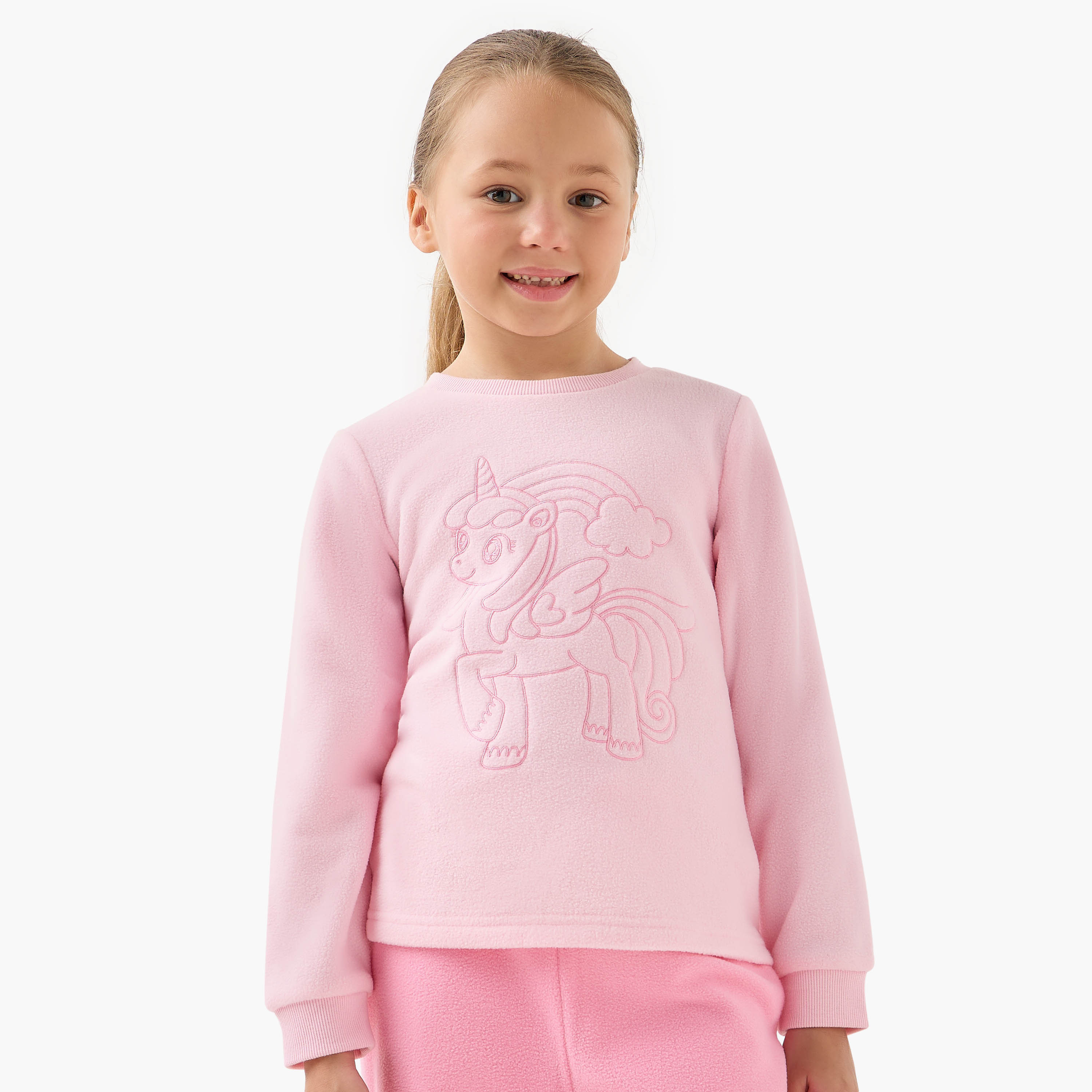 طقم بنطلون بيجاما وتيشيرت صوف بطبعات فيونكة من جونيورز-baby-girls-clothing-winterwear-pyjamasets-image-14