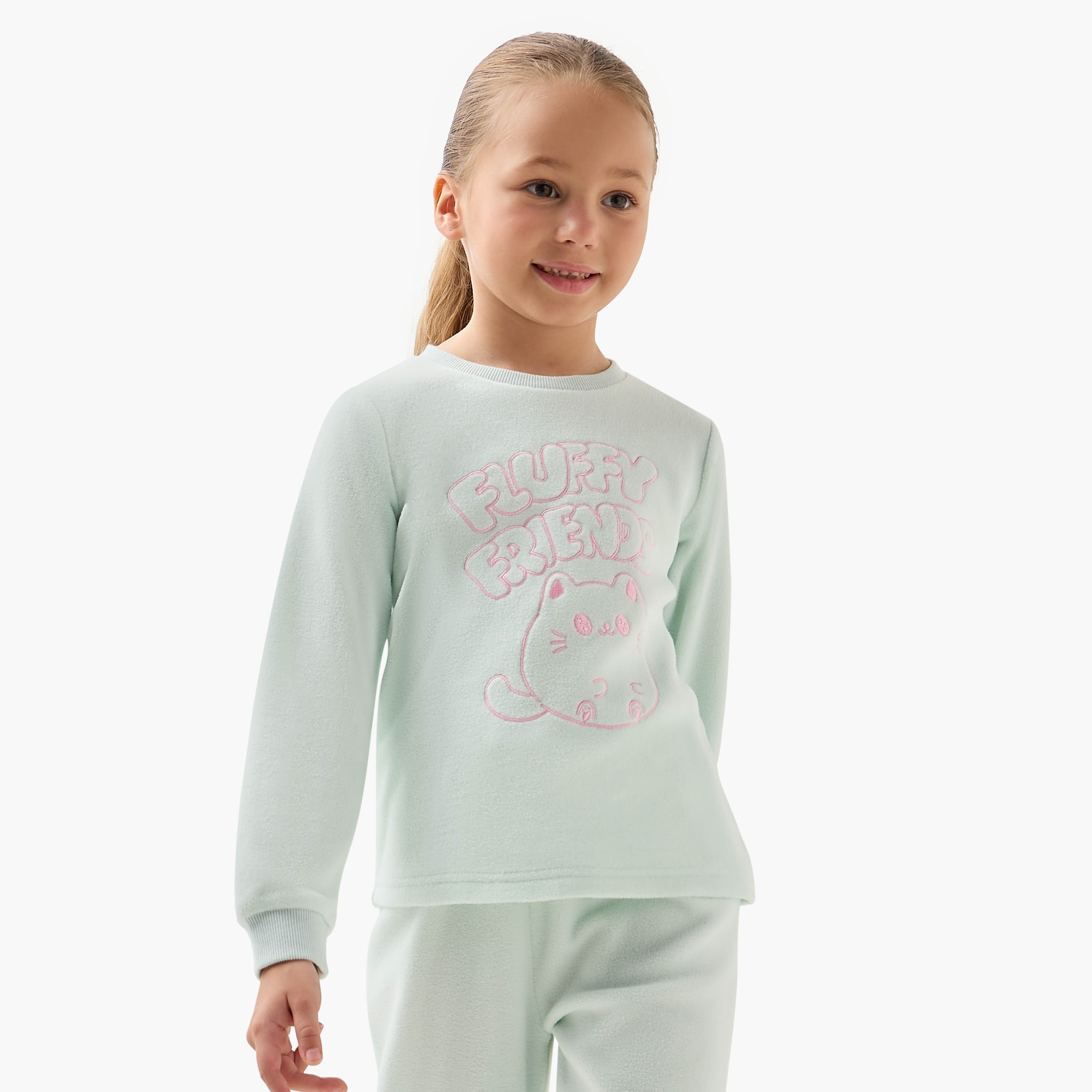 طقم بنطلون بيجاما وتيشيرت صوف بطبعات فيونكة من جونيورز-baby-girls-clothing-winterwear-pyjamasets-image-8
