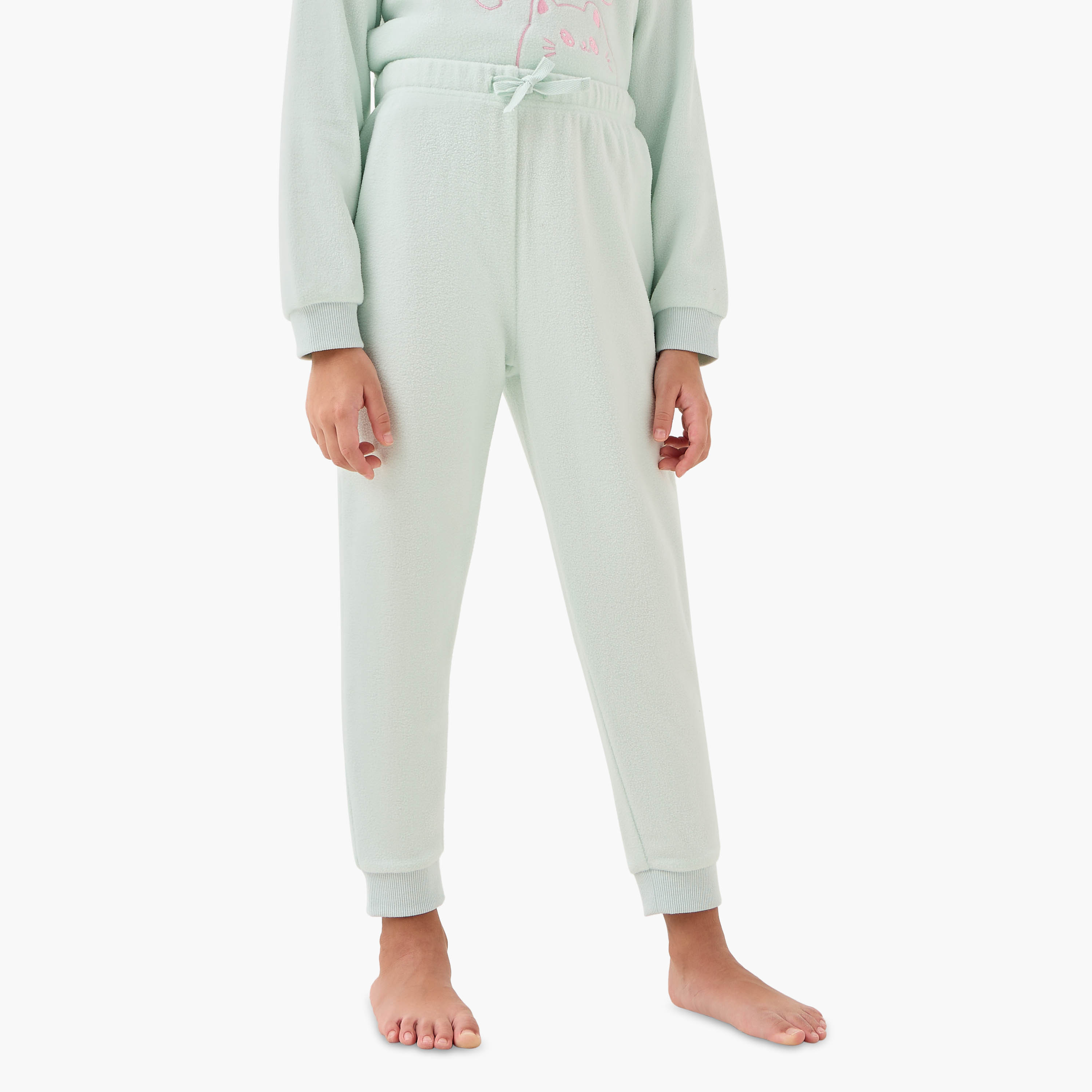Juniors Bow Print Fleece T-shirt and Pyjama Set-baby-girls-clothing-winterwear-pyjamasets-image-3