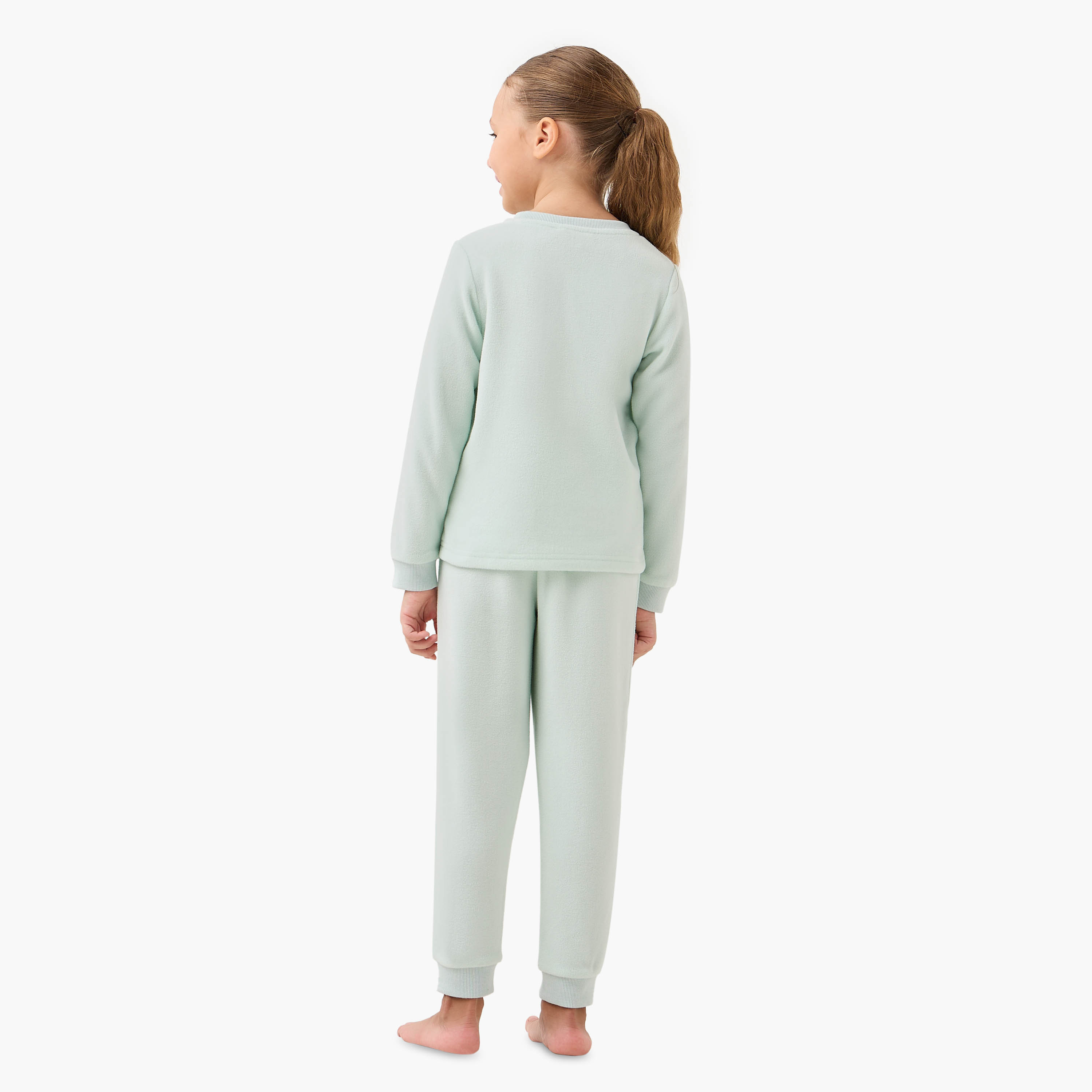 Juniors Bow Print Fleece T-shirt and Pyjama Set-baby-girls-clothing-winterwear-pyjamasets-image-4