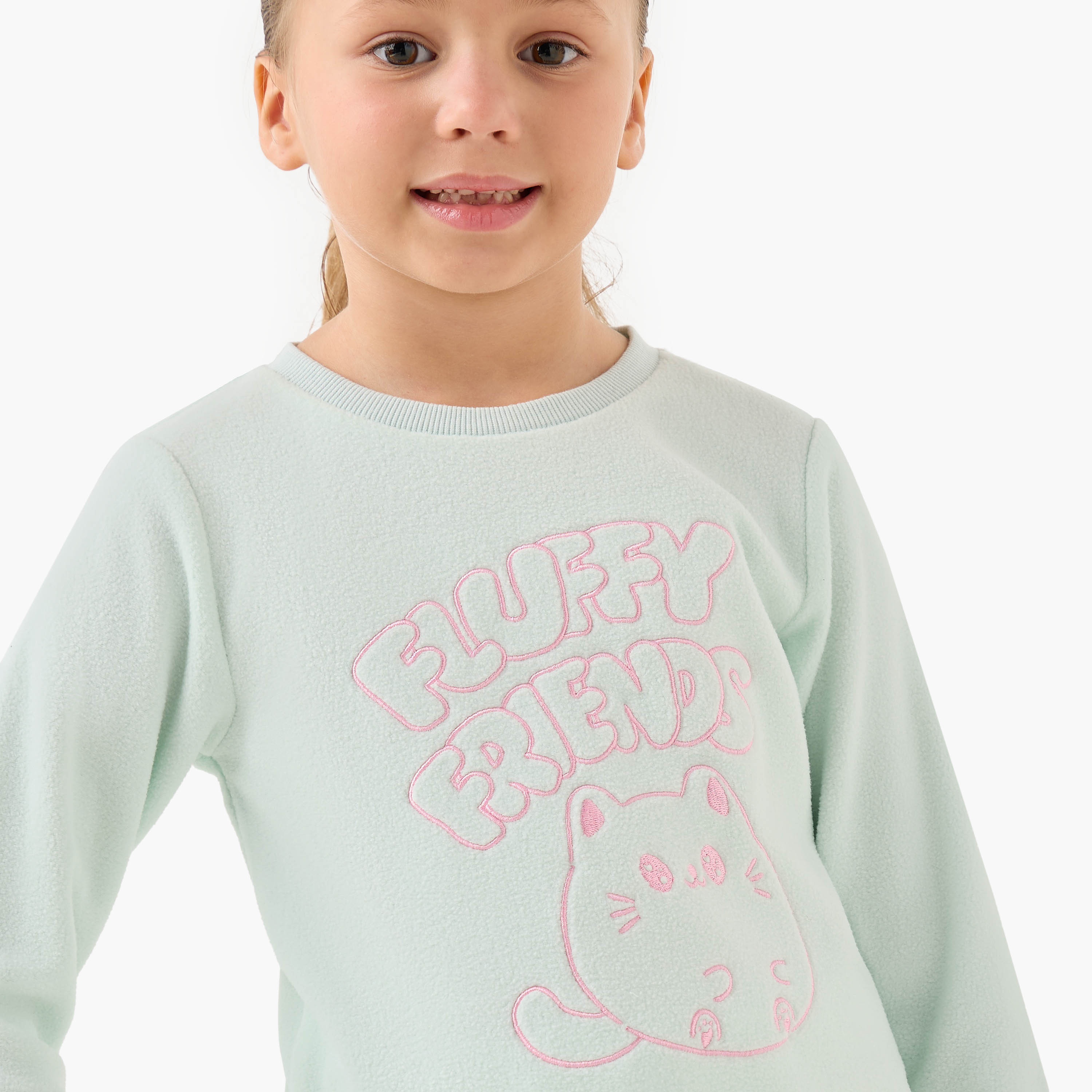 طقم بنطلون بيجاما وتيشيرت صوف بطبعات فيونكة من جونيورز-baby-girls-clothing-winterwear-pyjamasets-image-11