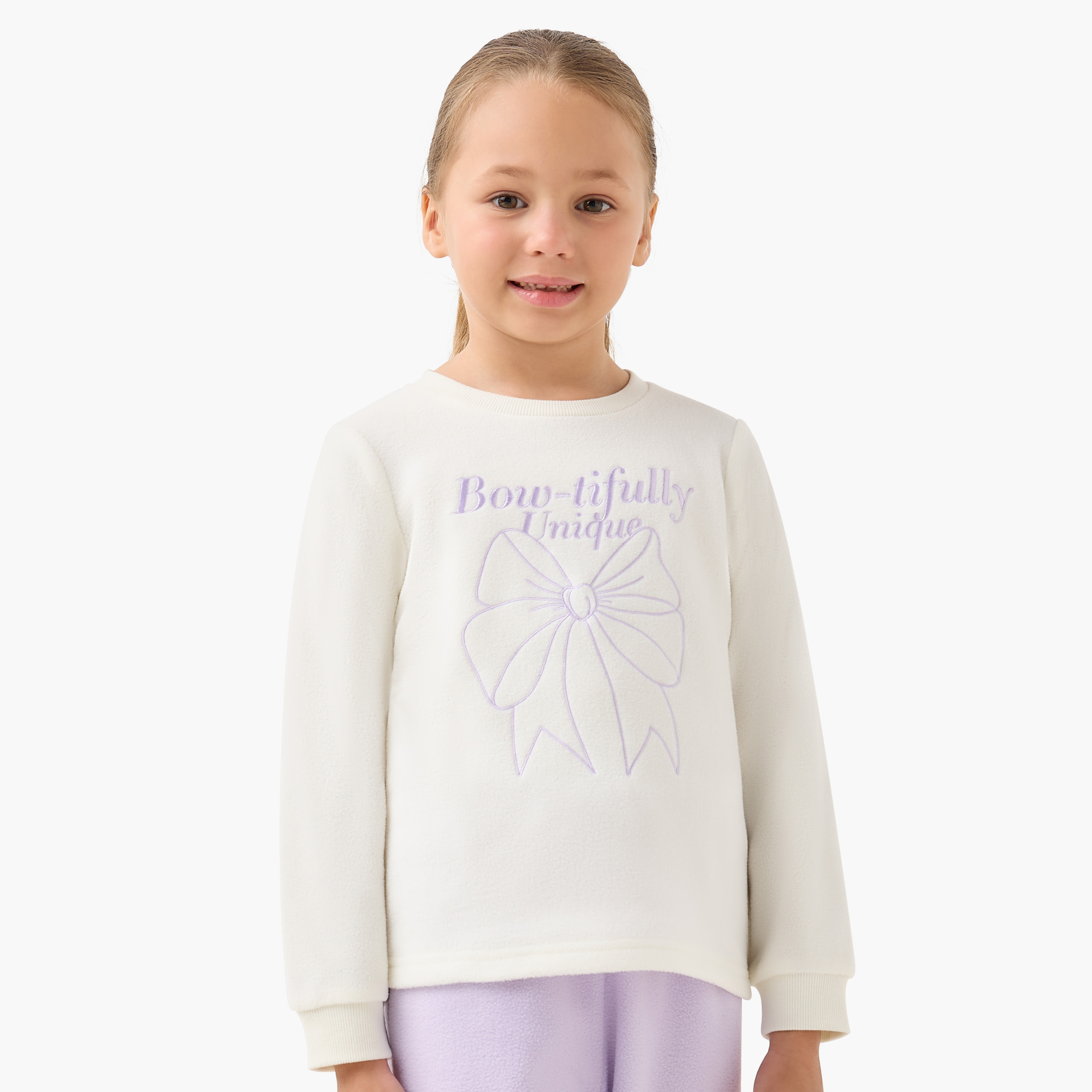 طقم بنطلون بيجاما وتيشيرت صوف بطبعات فيونكة من جونيورز-baby-girls-clothing-winterwear-pyjamasets-image-2