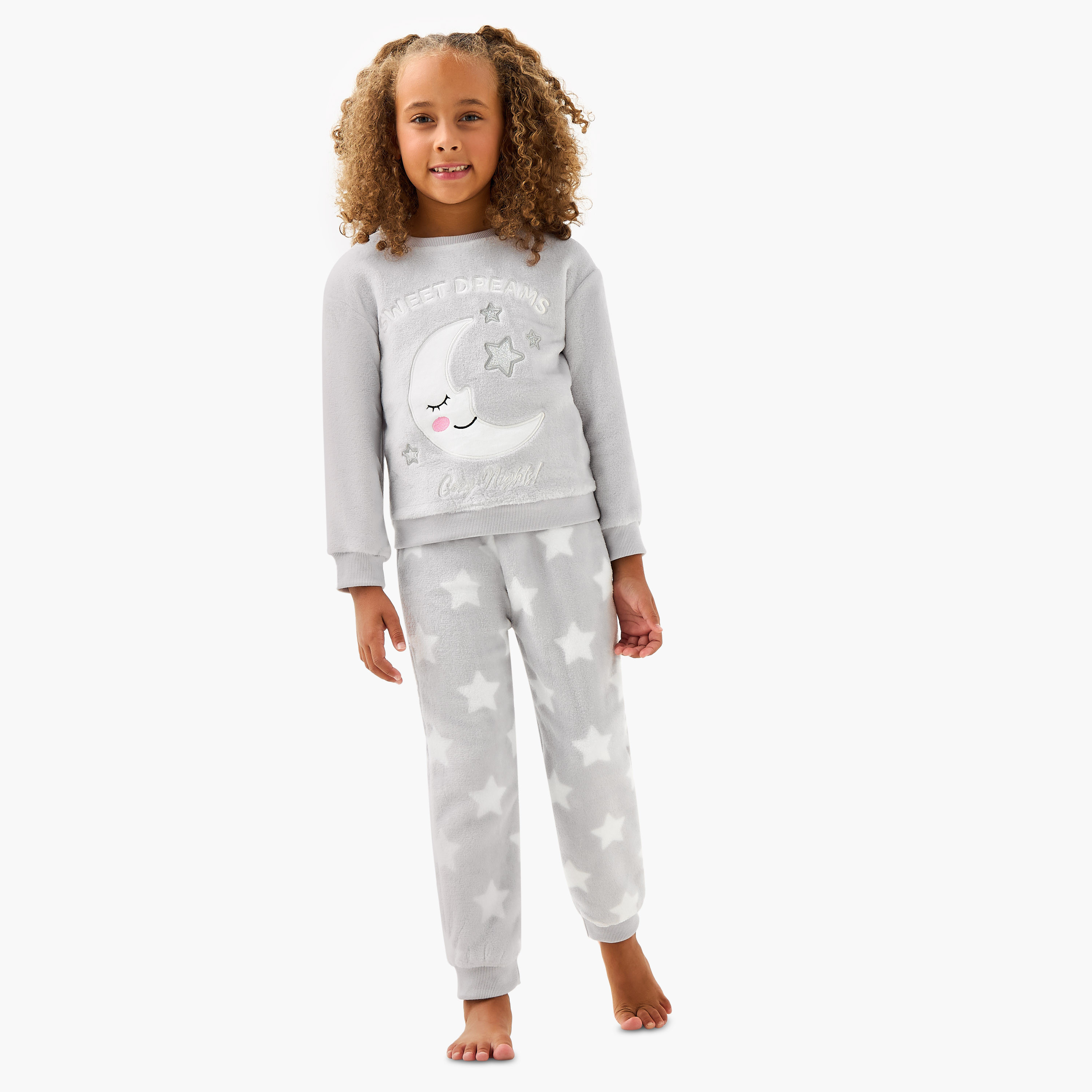 طقم بنطلون بيجاما وتيشيرت بزخارف قمر ونجمة من جونيورز-baby-girls-clothing-winterwear-pyjamasets-image-1