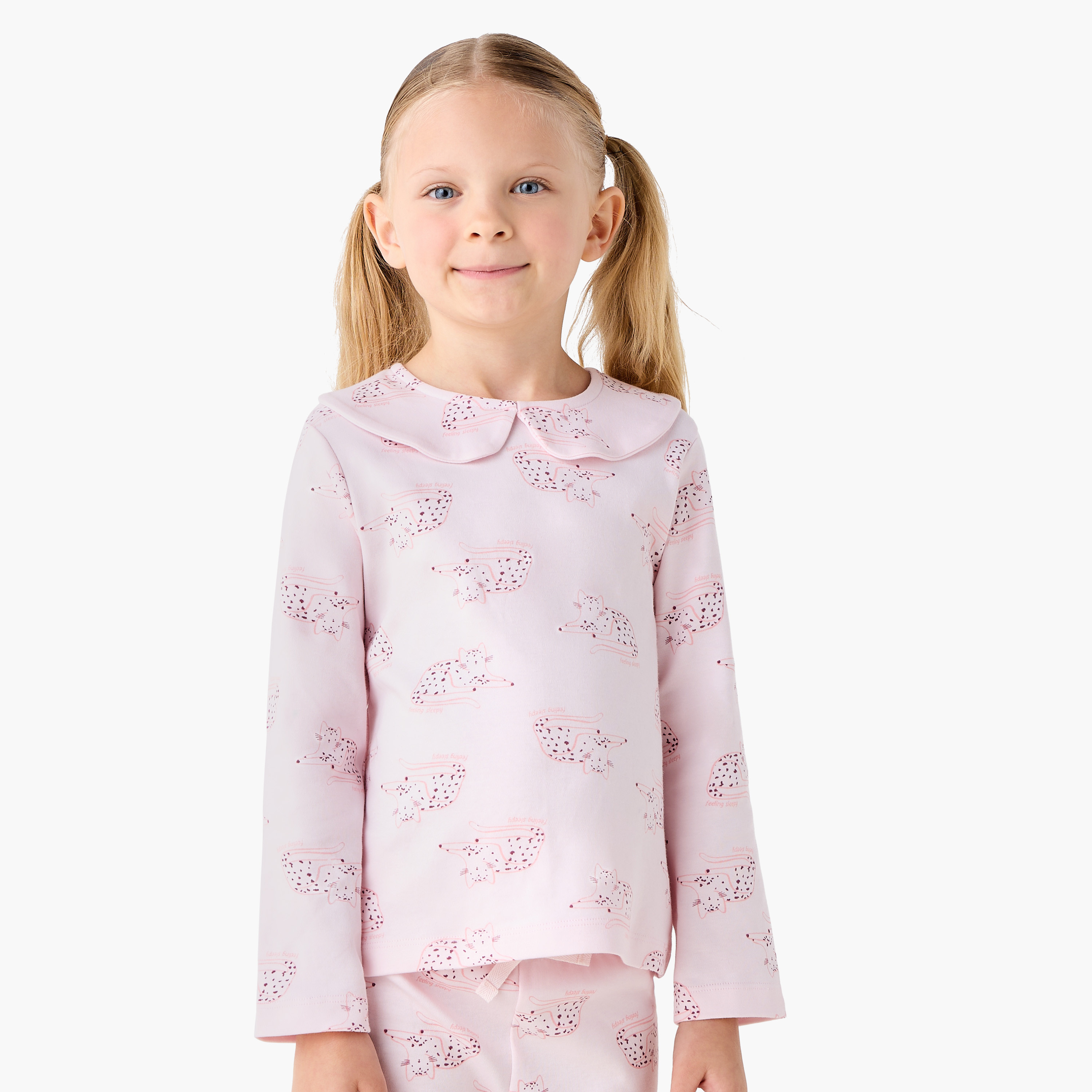 Juniors Girls Pyjama Set with Animal Print - Cotton - Long Sleeves - Crew Neck-baby-girls-clothing-winterwear-pyjamasets-image-2