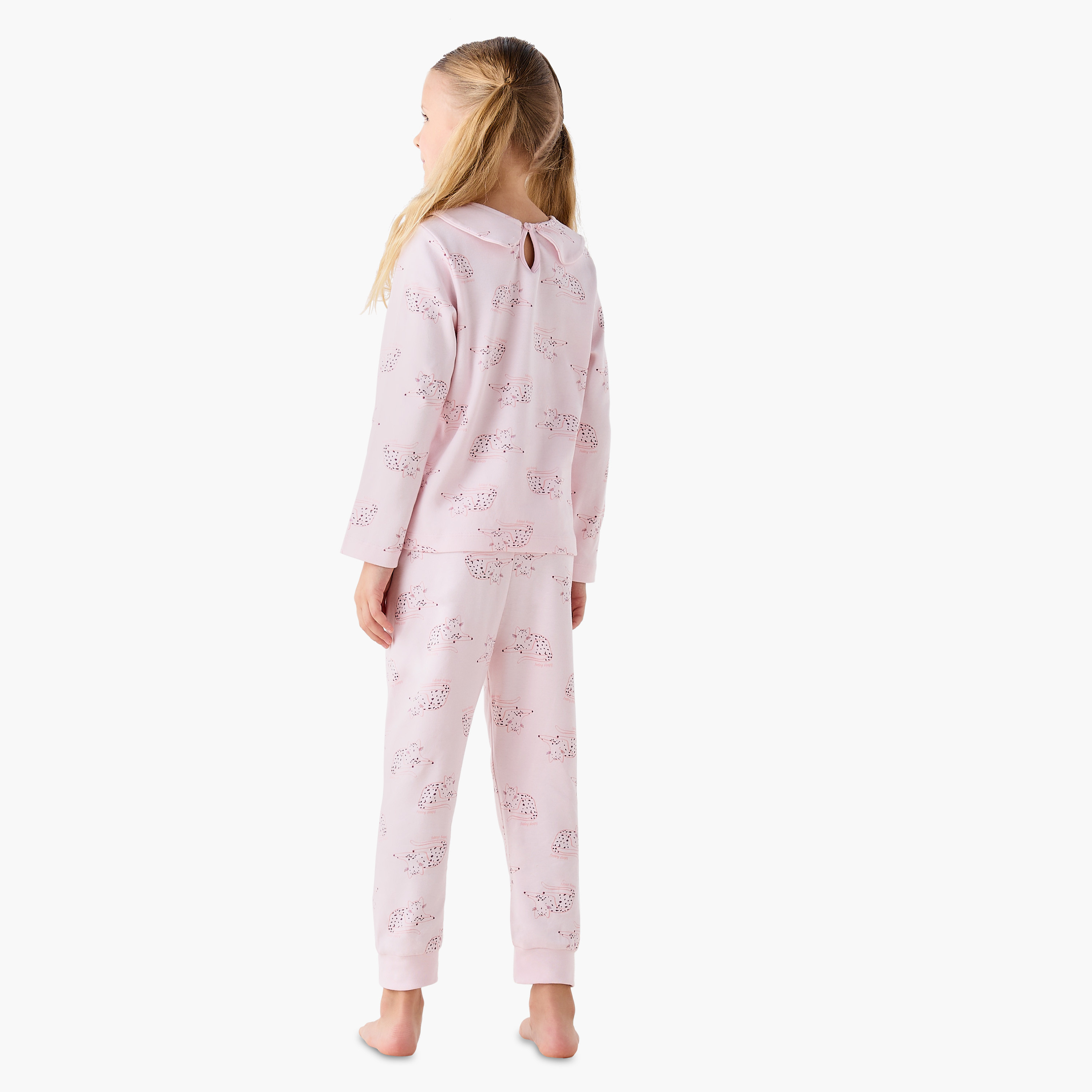 Juniors Girls Pyjama Set with Animal Print - Cotton - Long Sleeves - Crew Neck-baby-girls-clothing-winterwear-pyjamasets-image-3