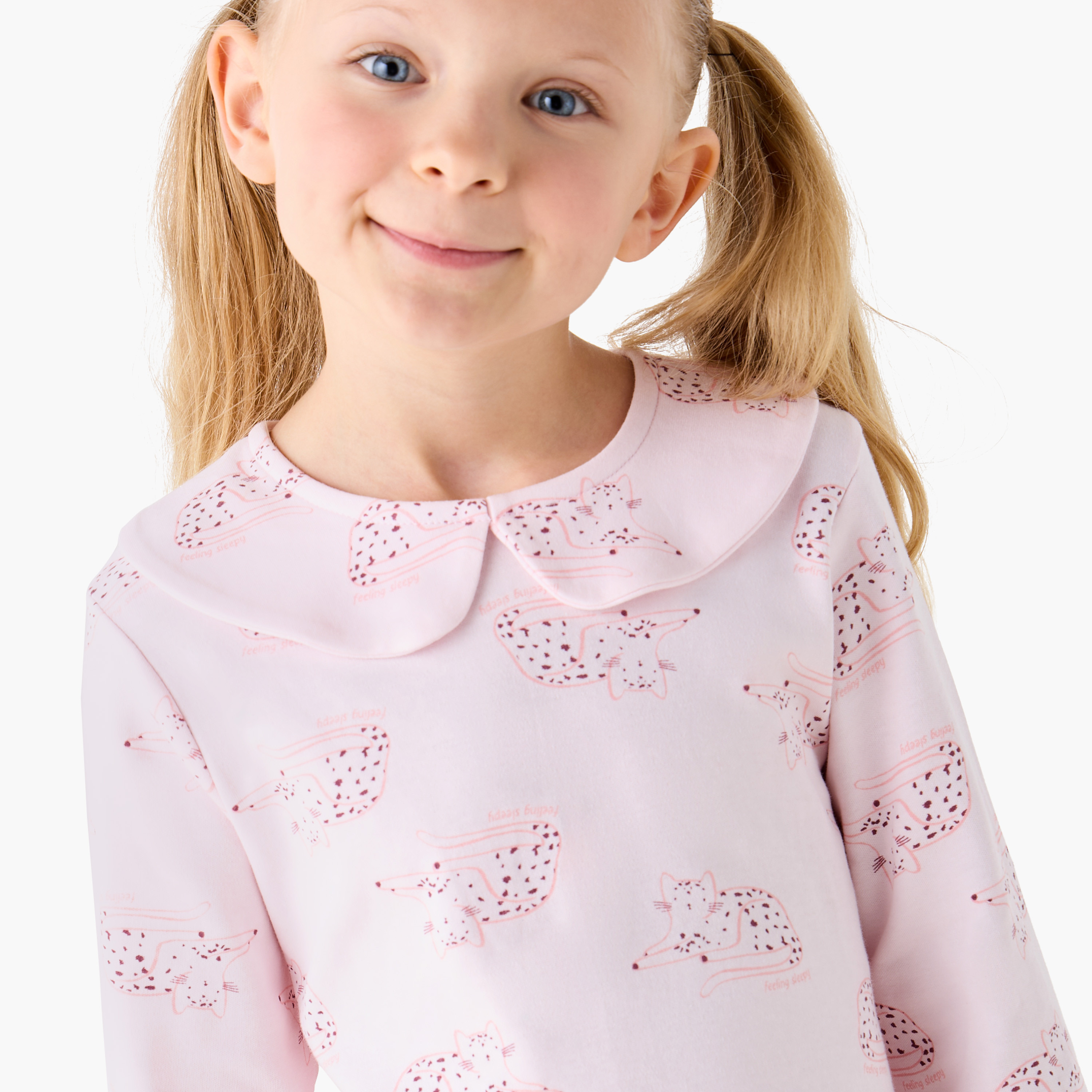 Juniors Girls Pyjama Set with Animal Print - Cotton - Long Sleeves - Crew Neck-baby-girls-clothing-winterwear-pyjamasets-image-4