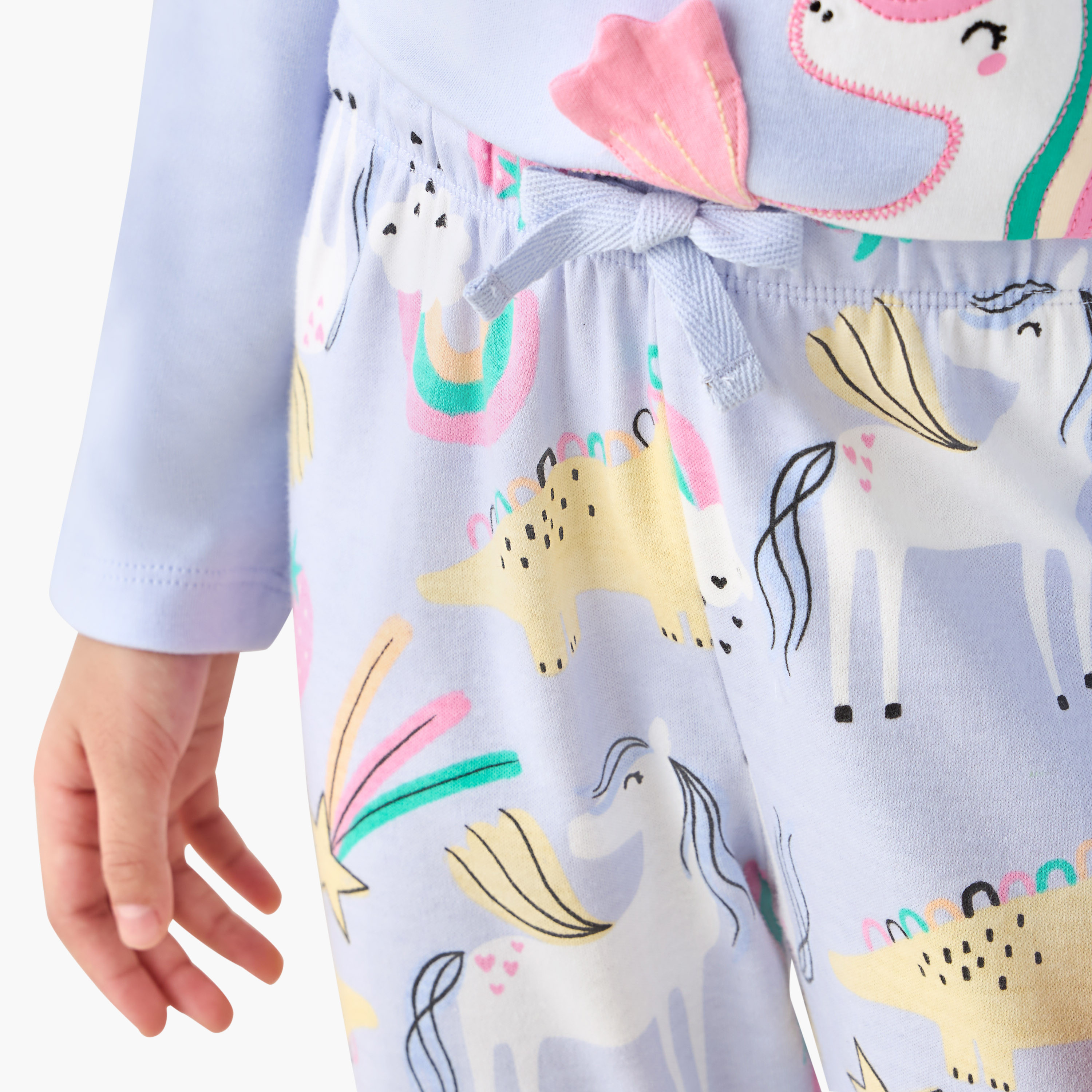 Juniors Cotton Round Neck Long Sleeve Pyjama Set with Unicorn Print-baby-girls-clothing-winterwear-pyjamasets-image-6