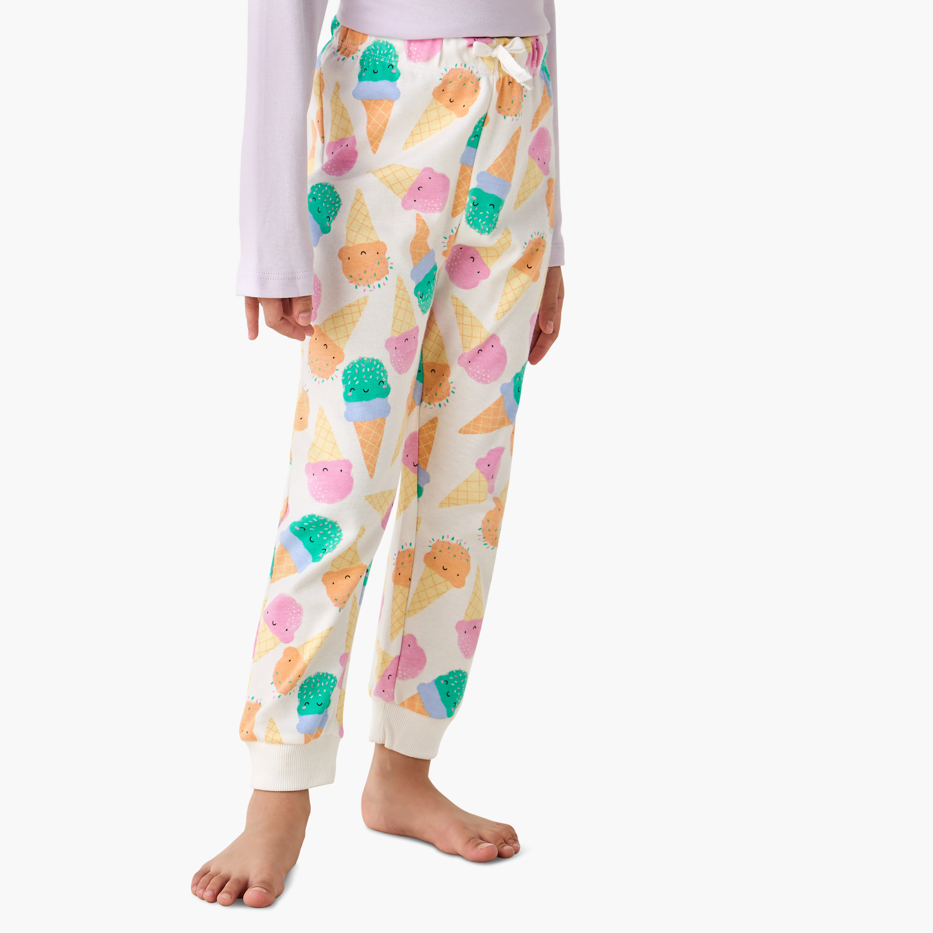 طقم بيجاما قطن بياقة مستديرة وأكمام طويلة وطبعات من جونيورز-baby-girls-clothing-winterwear-pyjamasets-image-4