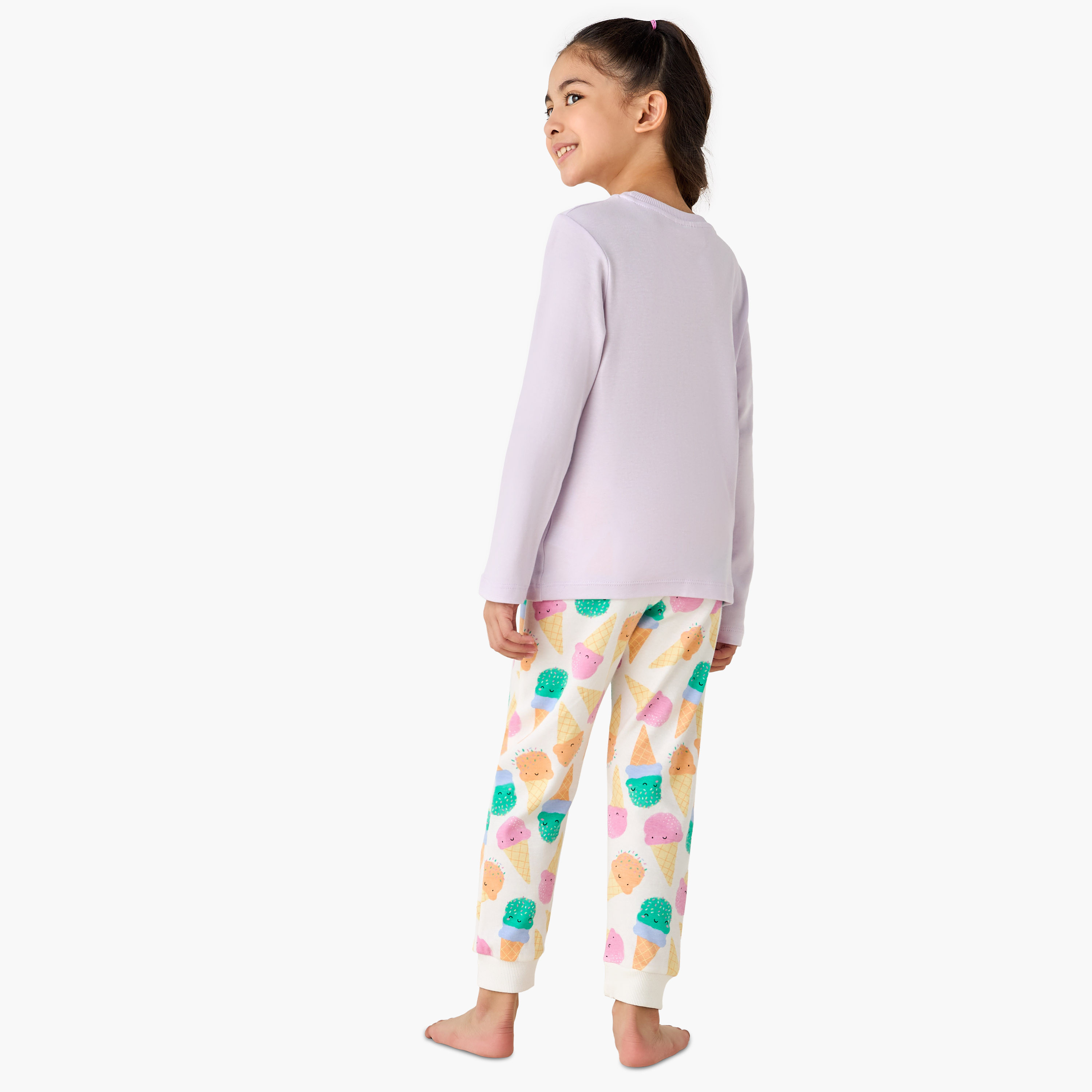 طقم بيجاما قطن بياقة مستديرة وأكمام طويلة وطبعات من جونيورز-baby-girls-clothing-winterwear-pyjamasets-image-3