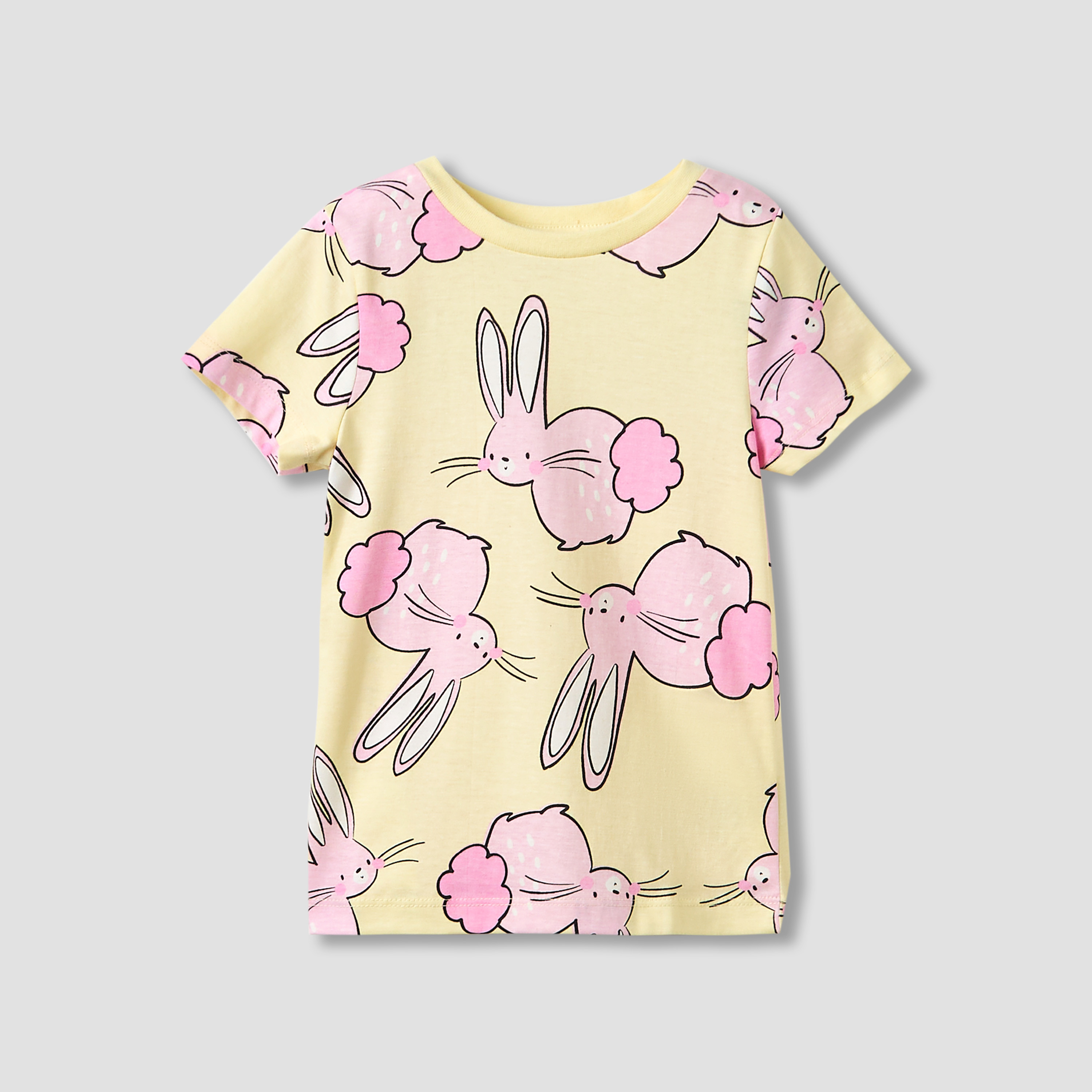 طقم بيجاما قطن بطبعات أرنب وأكمام قصيرة وياقة ضيقة للفتيات من جونيورز-girls-clothing-nightwear-image-2