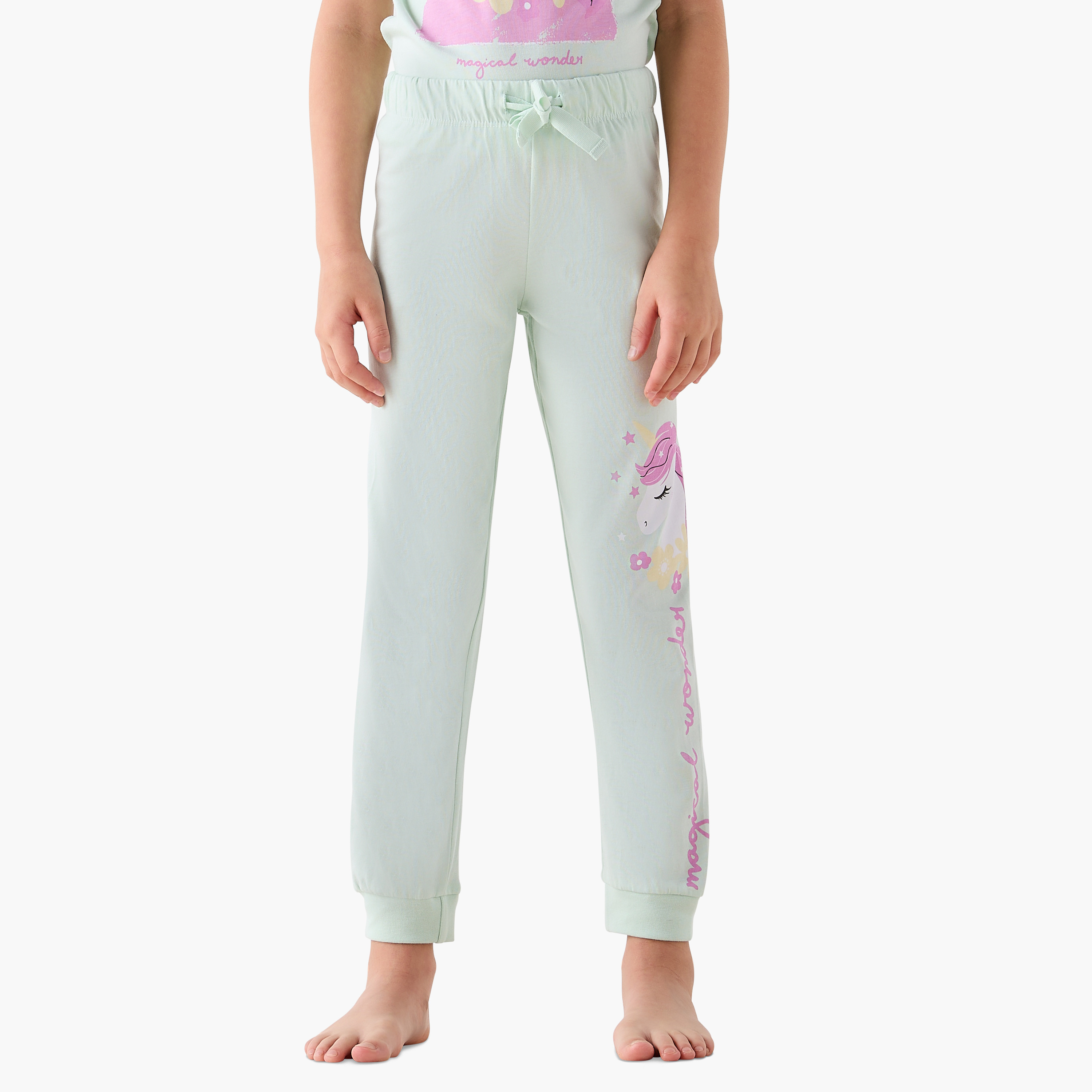 Juniors Girls Pyjama Set with Unicorn Print - Cotton - Short Sleeves - Crew Neck-girls-clothing-nightwear-image-3