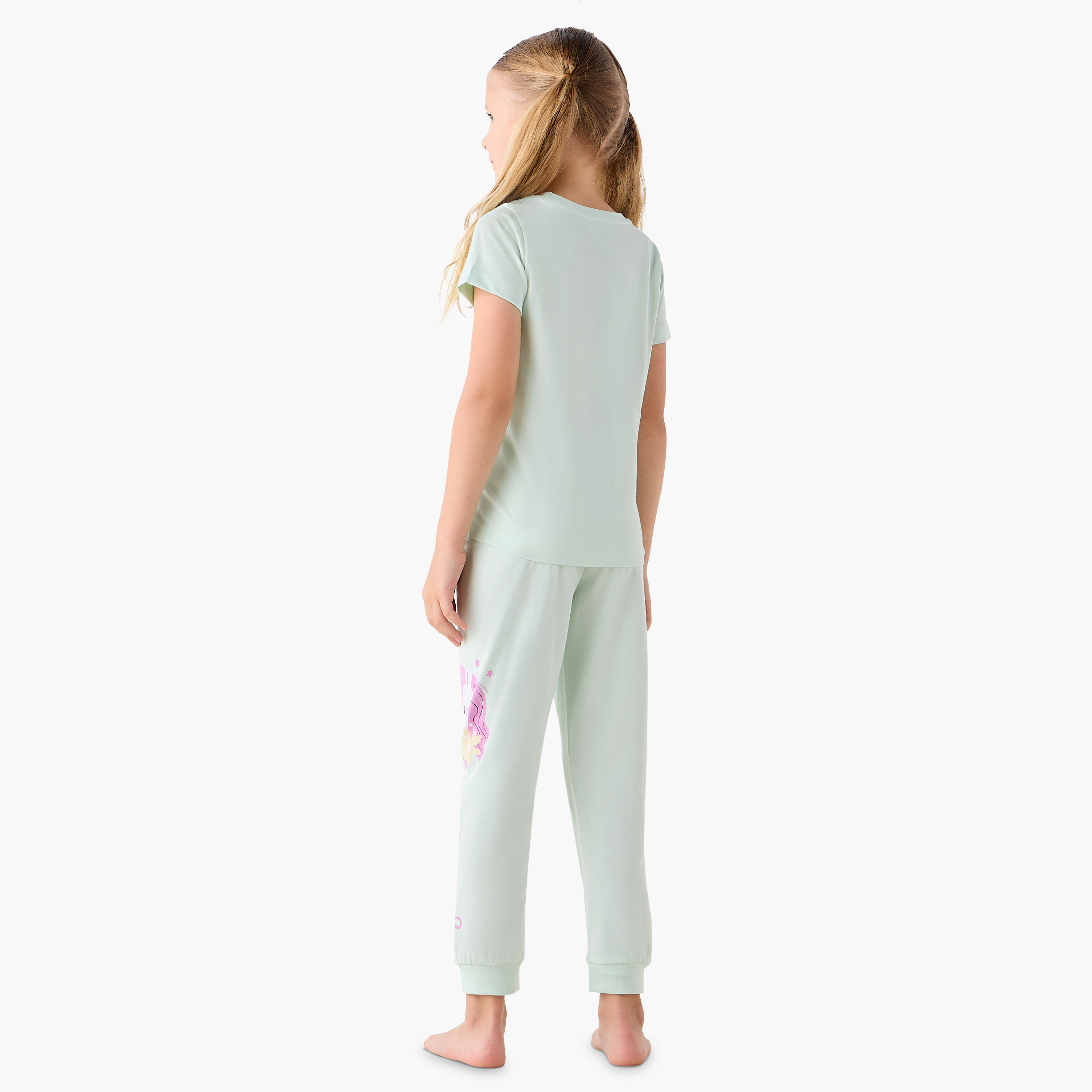 Juniors Girls Pyjama Set with Unicorn Print - Cotton - Short Sleeves - Crew Neck-girls-clothing-nightwear-image-4