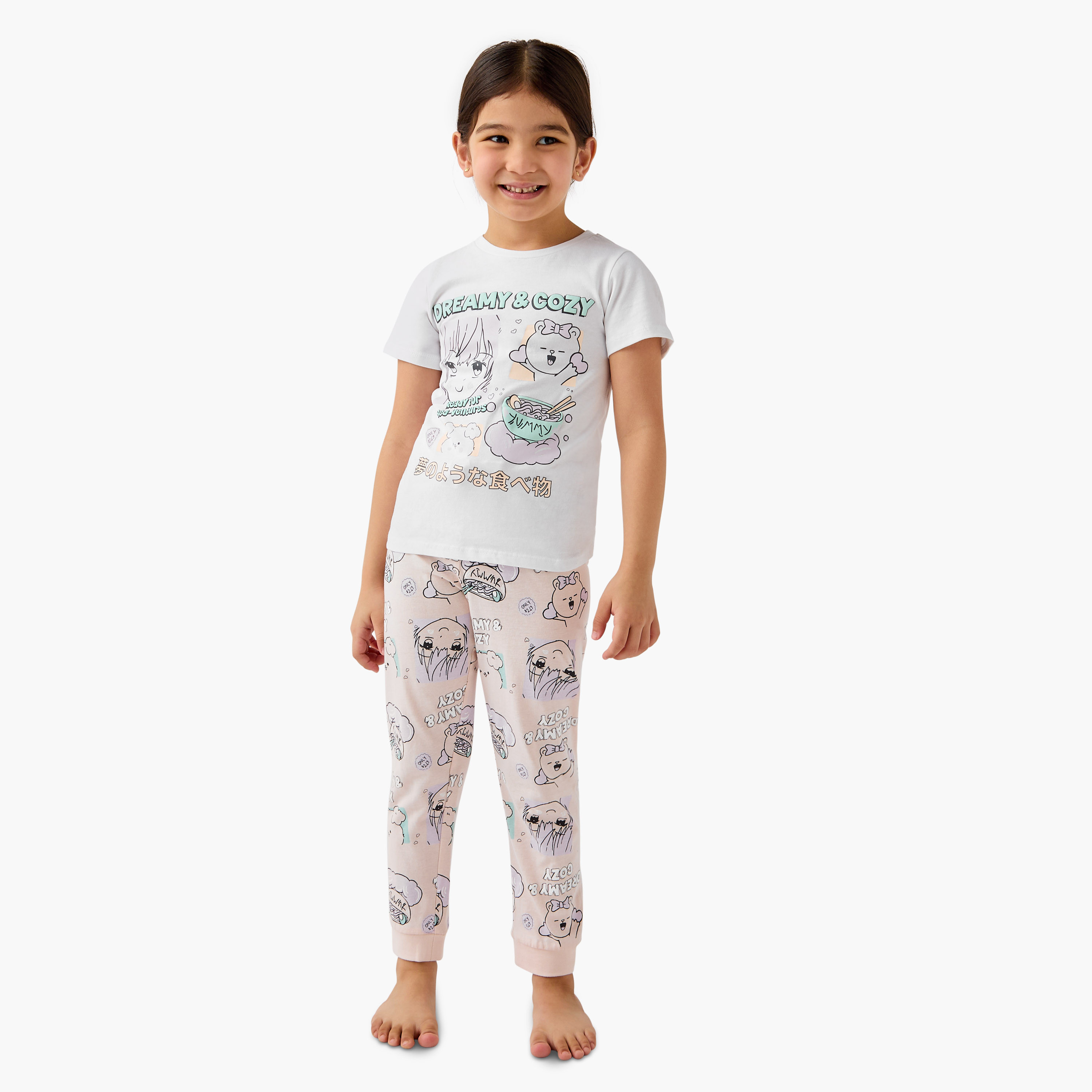Juniors Printed T-shirt and Pyjama Set-baby-girls-clothing-nightwear-pyjamasets-image-1