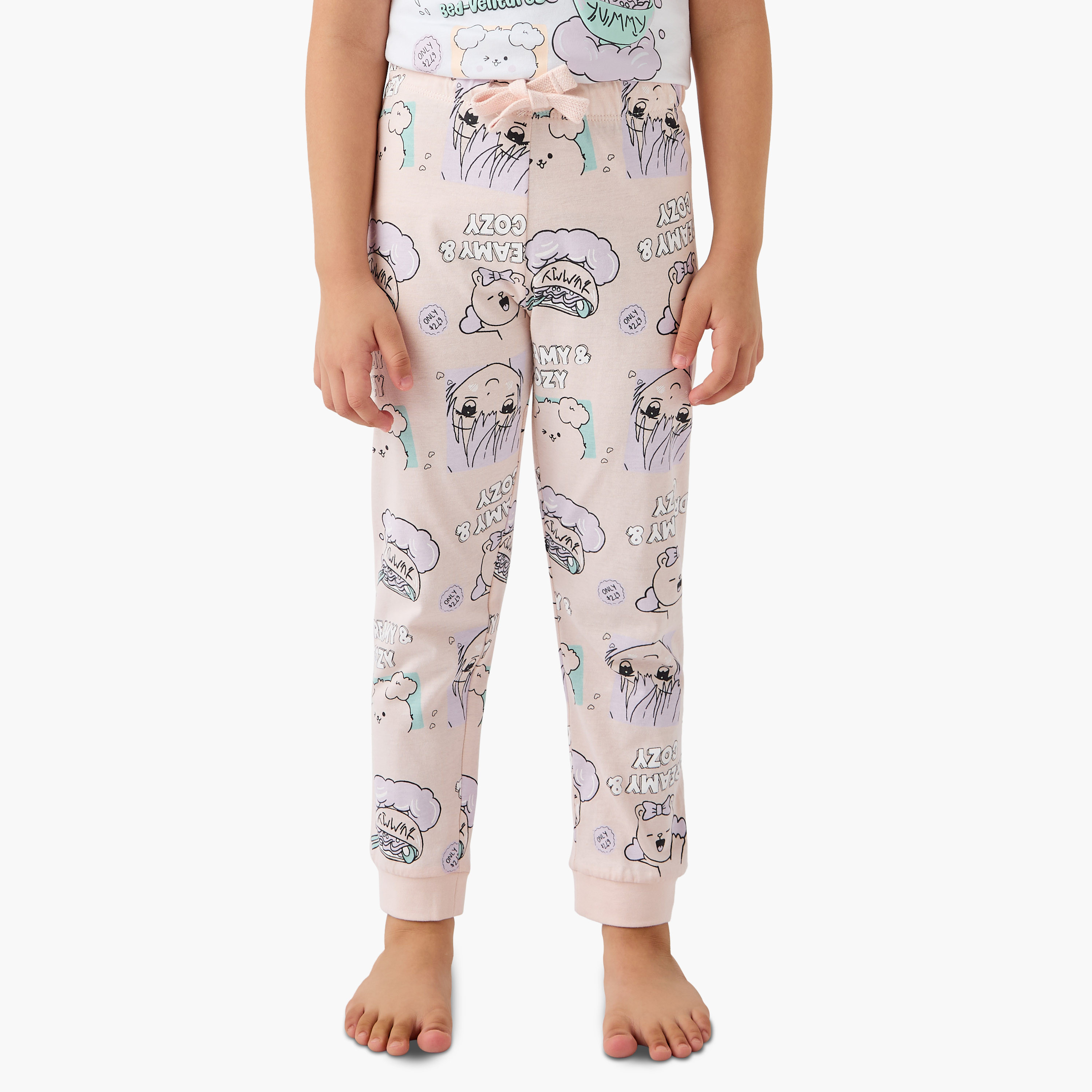 Juniors Printed T-shirt and Pyjama Set-baby-girls-clothing-nightwear-pyjamasets-image-3