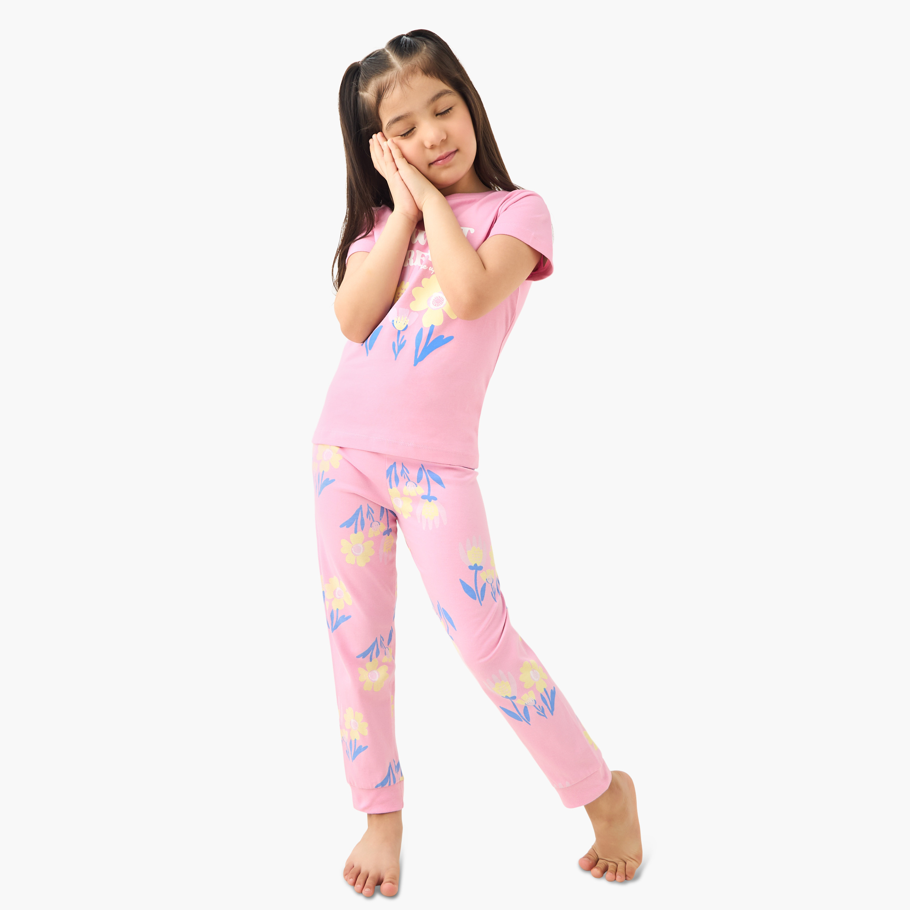 طقم بنطلون بيجاما وتيشيرت بطبعات أزهار من جونيورز-baby-girls-clothing-nightwear-pyjamasets-image-6