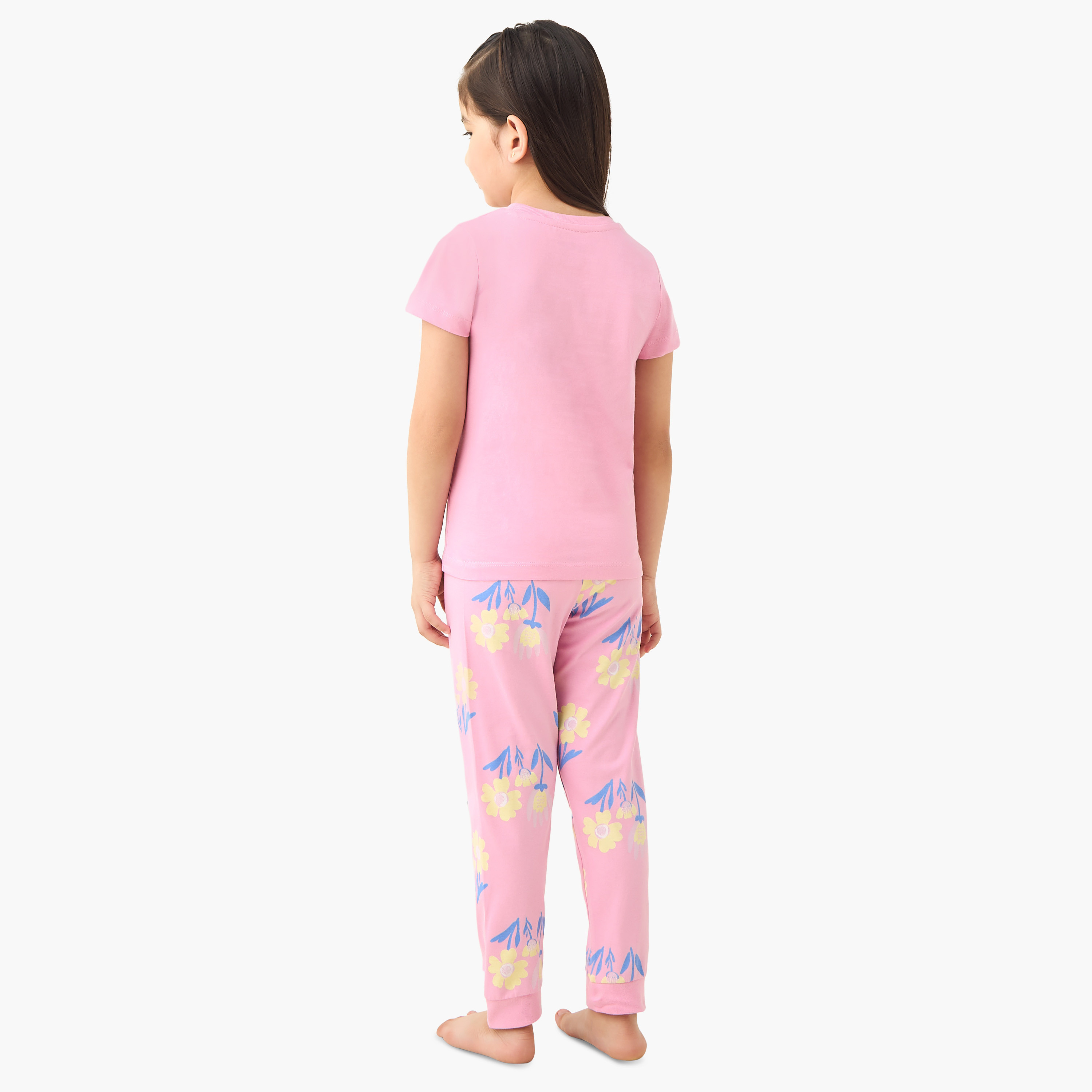 طقم بنطلون بيجاما وتيشيرت بطبعات أزهار من جونيورز-baby-girls-clothing-nightwear-pyjamasets-image-3