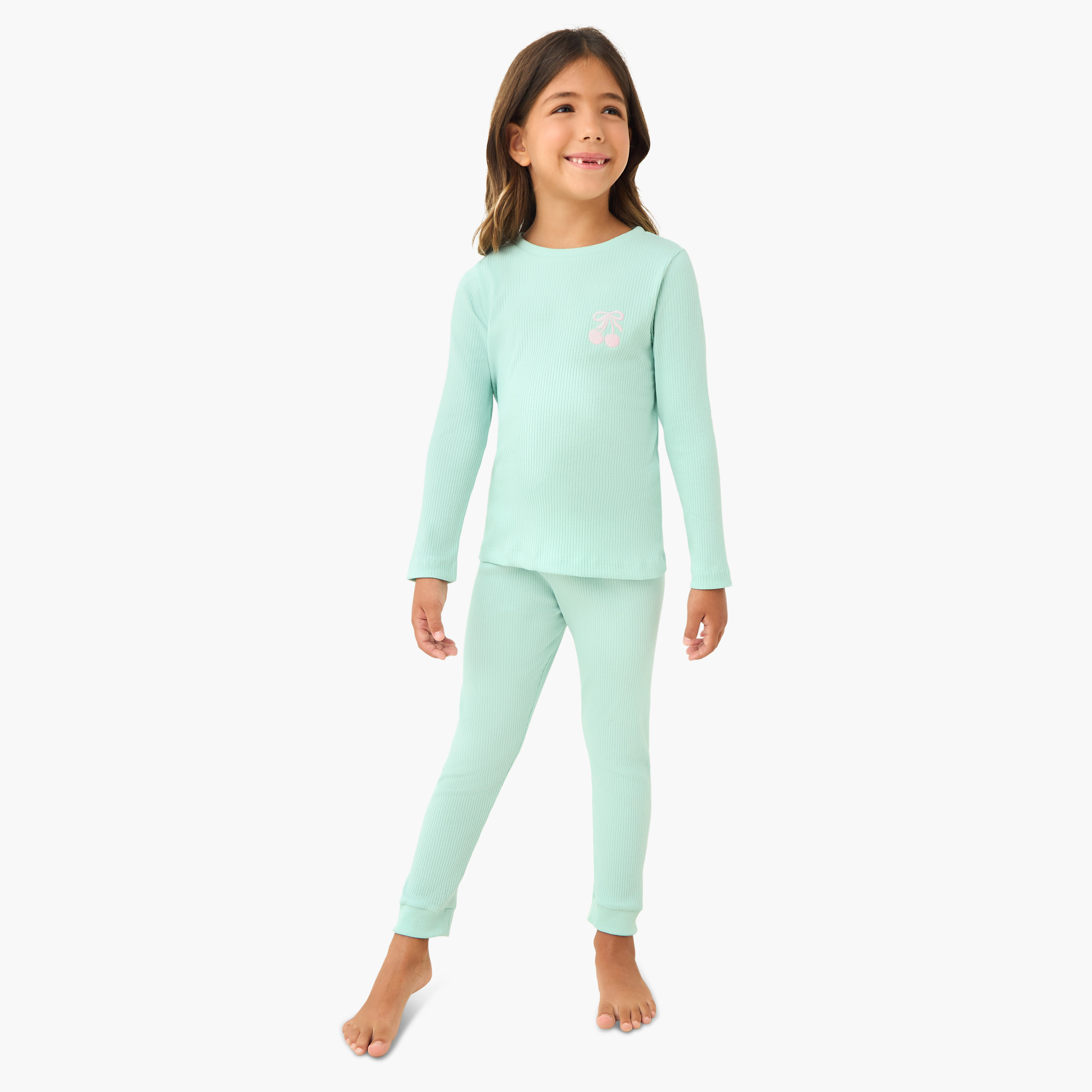 Juniors Ribbed T-shirt and Pyjama Set-baby-girls-clothing-nightwear-pyjamasets-image-1