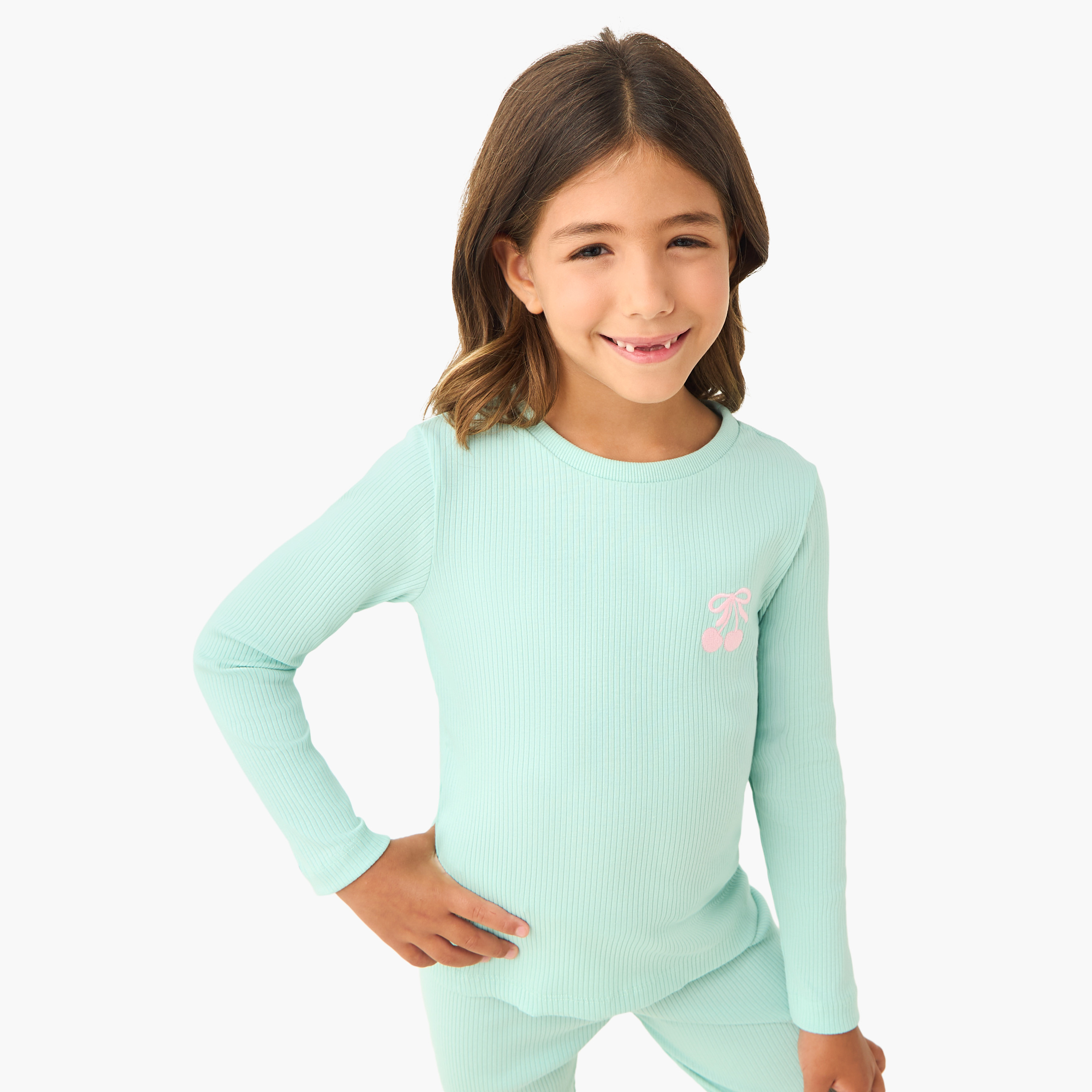 Juniors Ribbed T-shirt and Pyjama Set-baby-girls-clothing-nightwear-pyjamasets-image-2