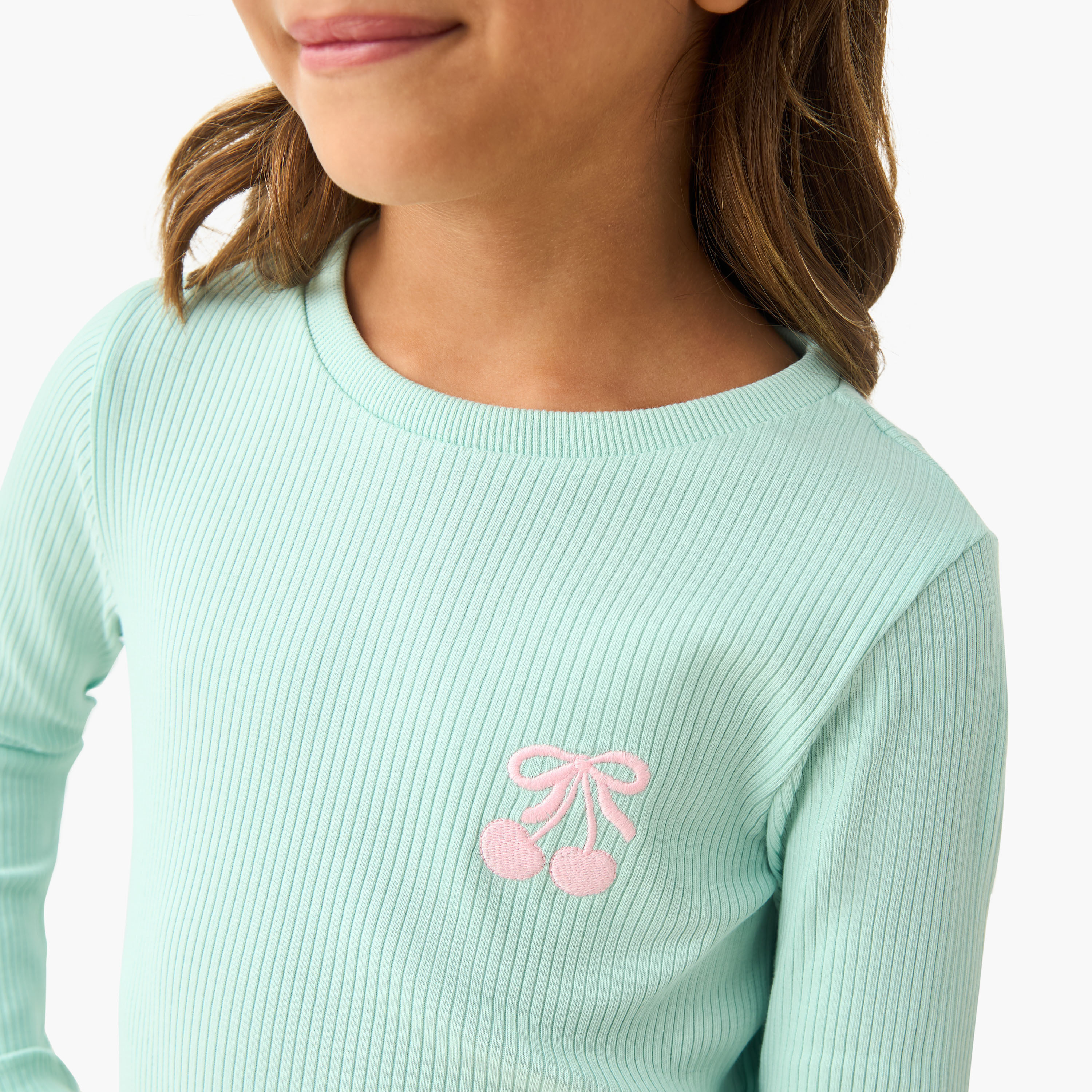 Juniors Ribbed T-shirt and Pyjama Set-baby-girls-clothing-nightwear-pyjamasets-image-5
