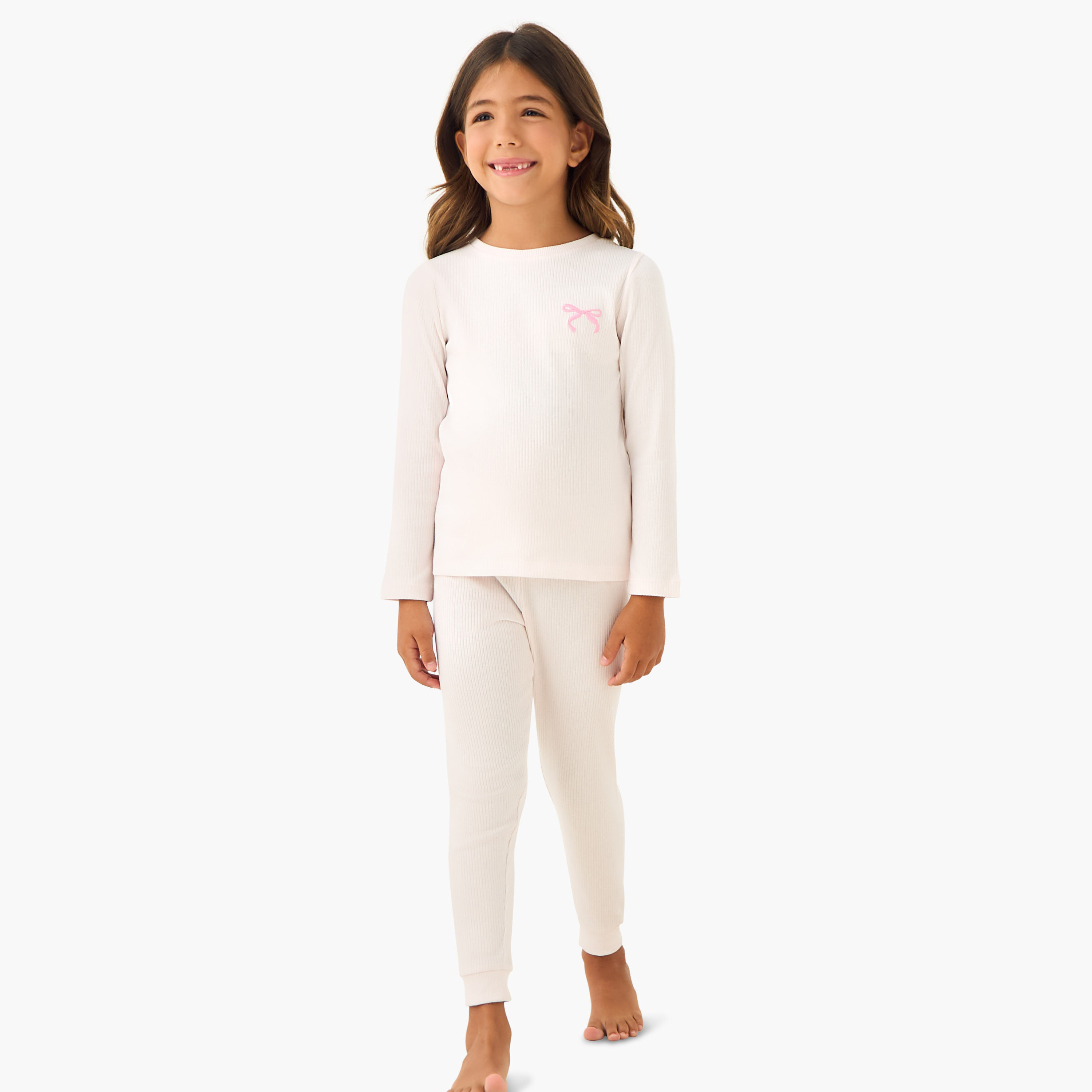 Juniors Ribbed T-shirt and Pyjama Set-baby-girls-clothing-nightwear-pyjamasets-image-1