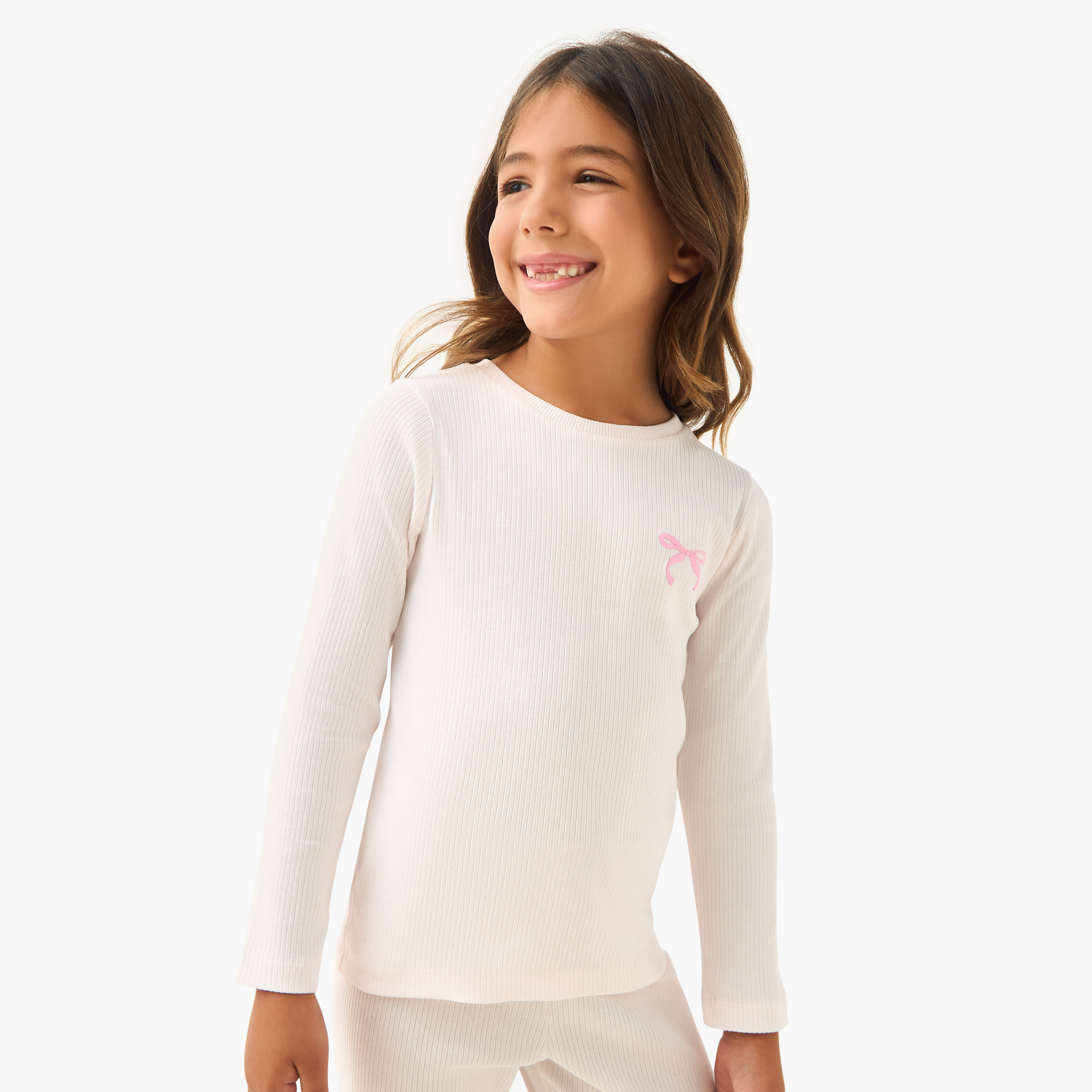 Juniors Ribbed T-shirt and Pyjama Set-baby-girls-clothing-nightwear-pyjamasets-image-2