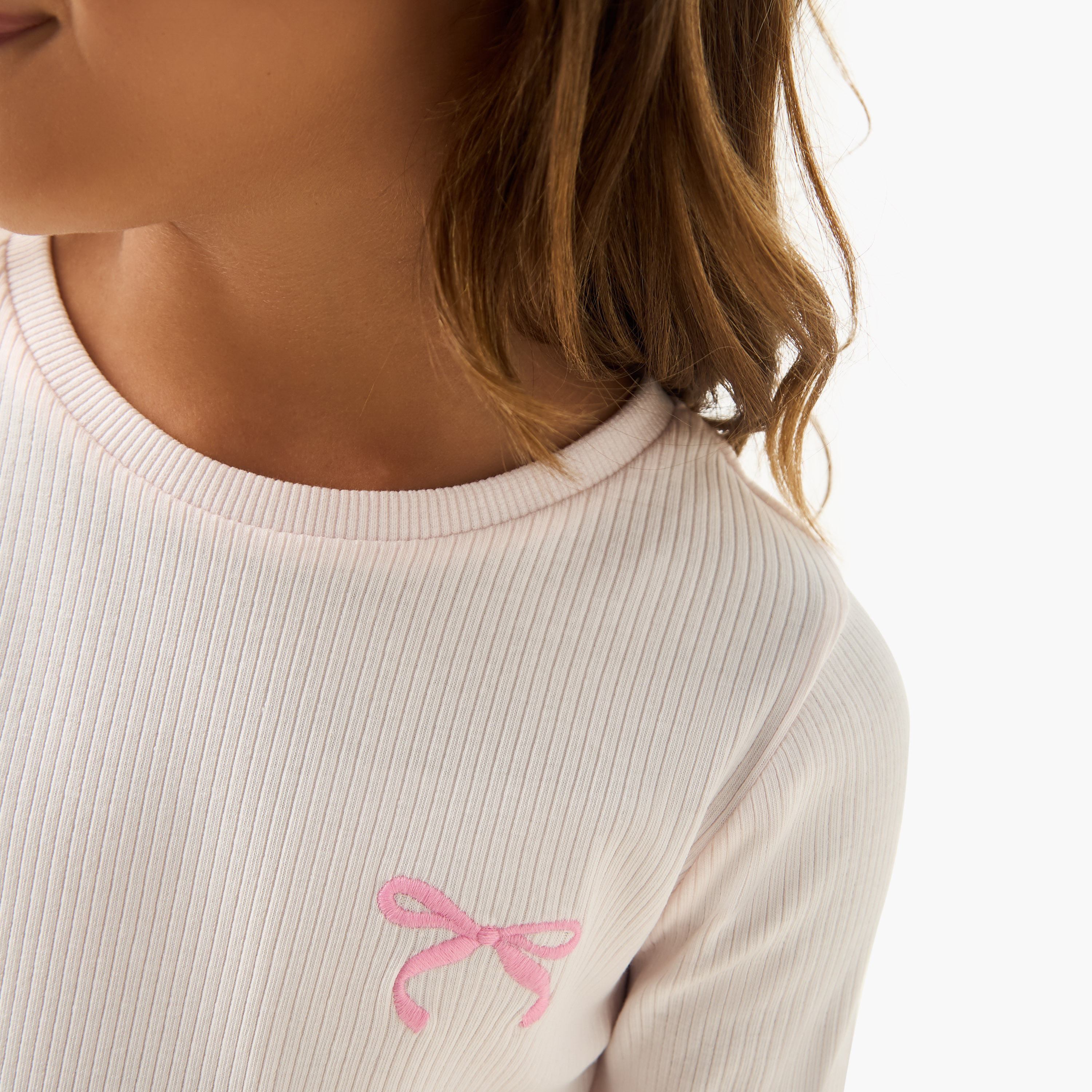 Juniors Ribbed T-shirt and Pyjama Set-baby-girls-clothing-nightwear-pyjamasets-image-5