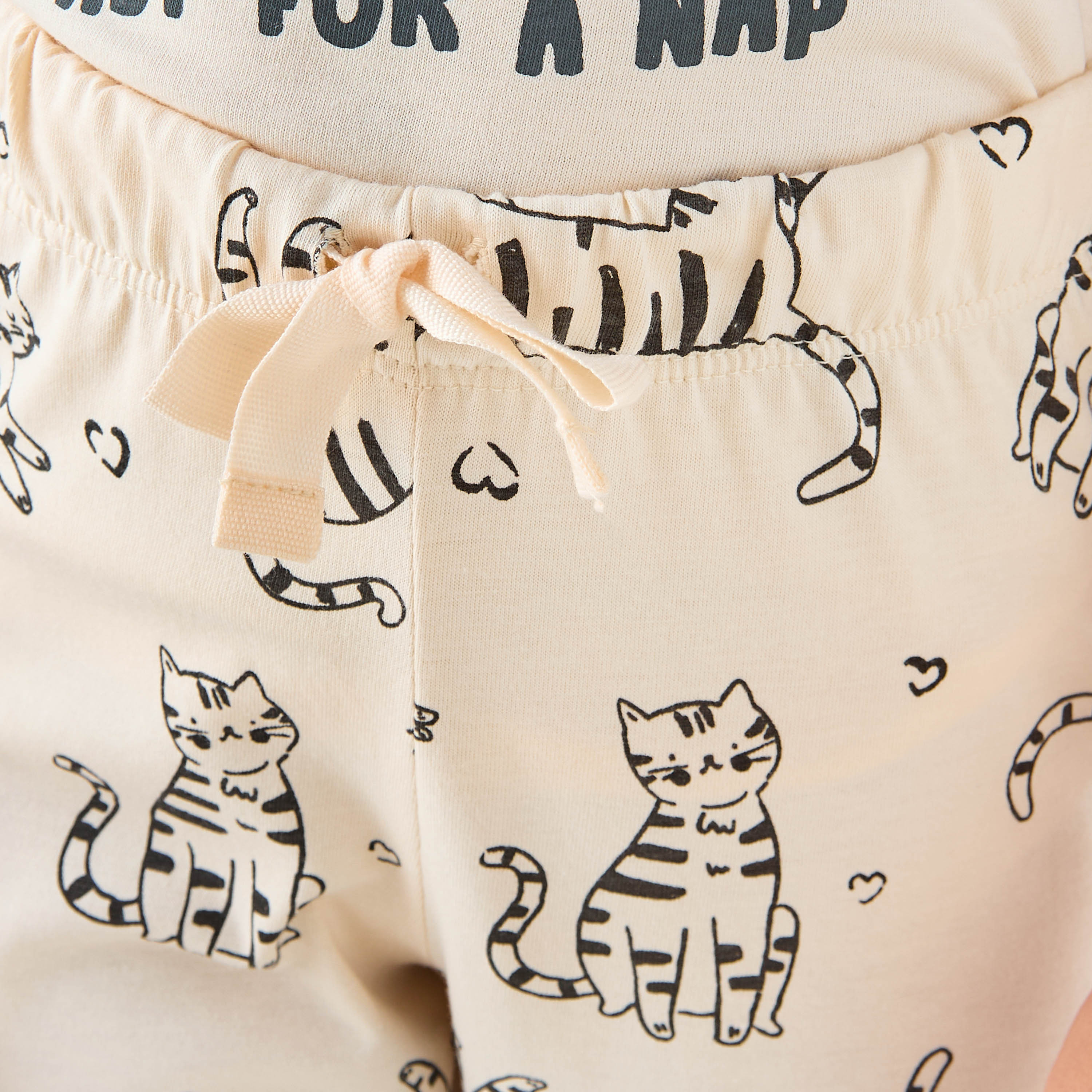 Juniors Cat Print T-shirt and Leggings Set-baby-girls-clothing-nightwear-pyjamasets-image-6