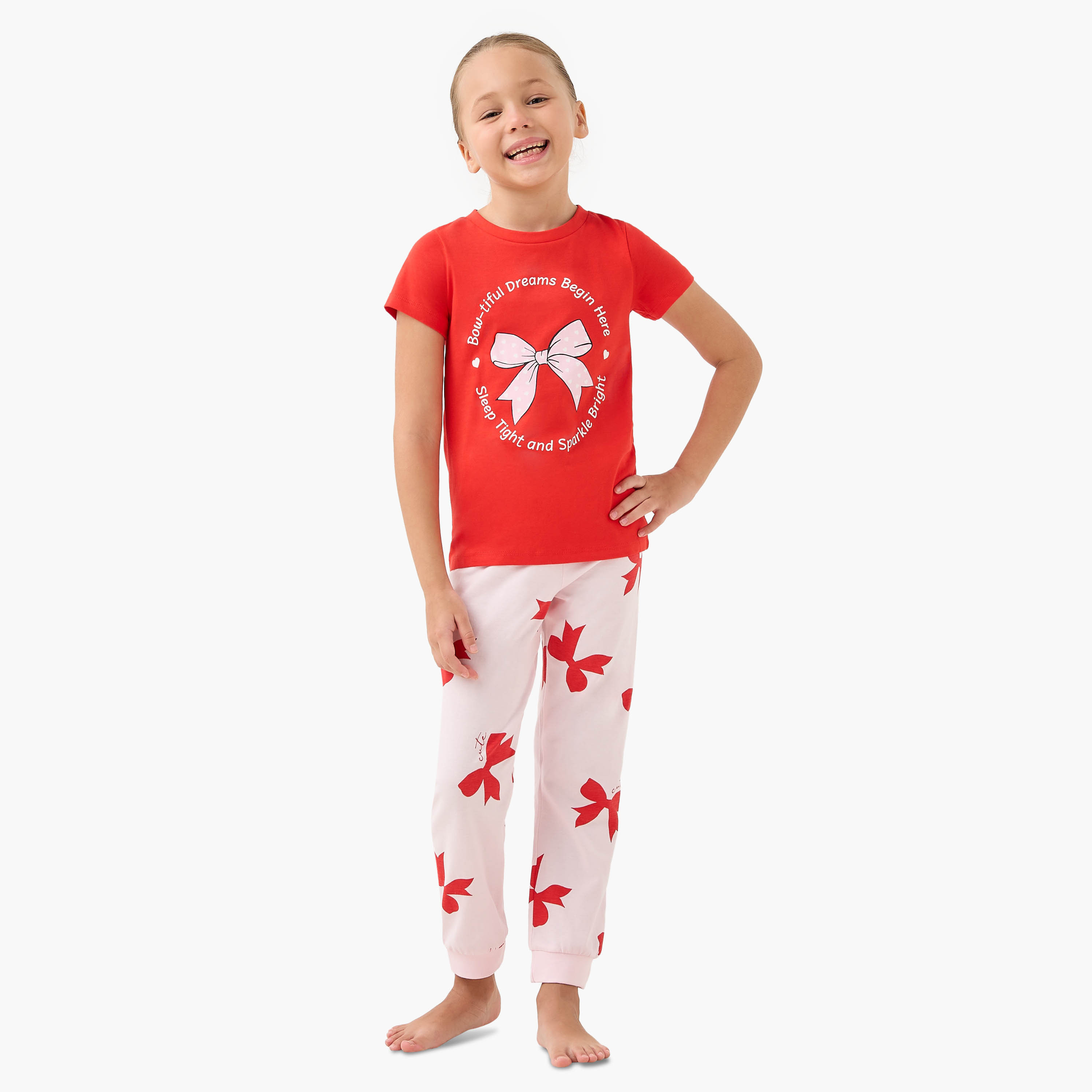 طقم بنطلون بيجاما وتيشيرت بطبعات فيونكة من جونيورز-girls-clothing-nightwear-image-1