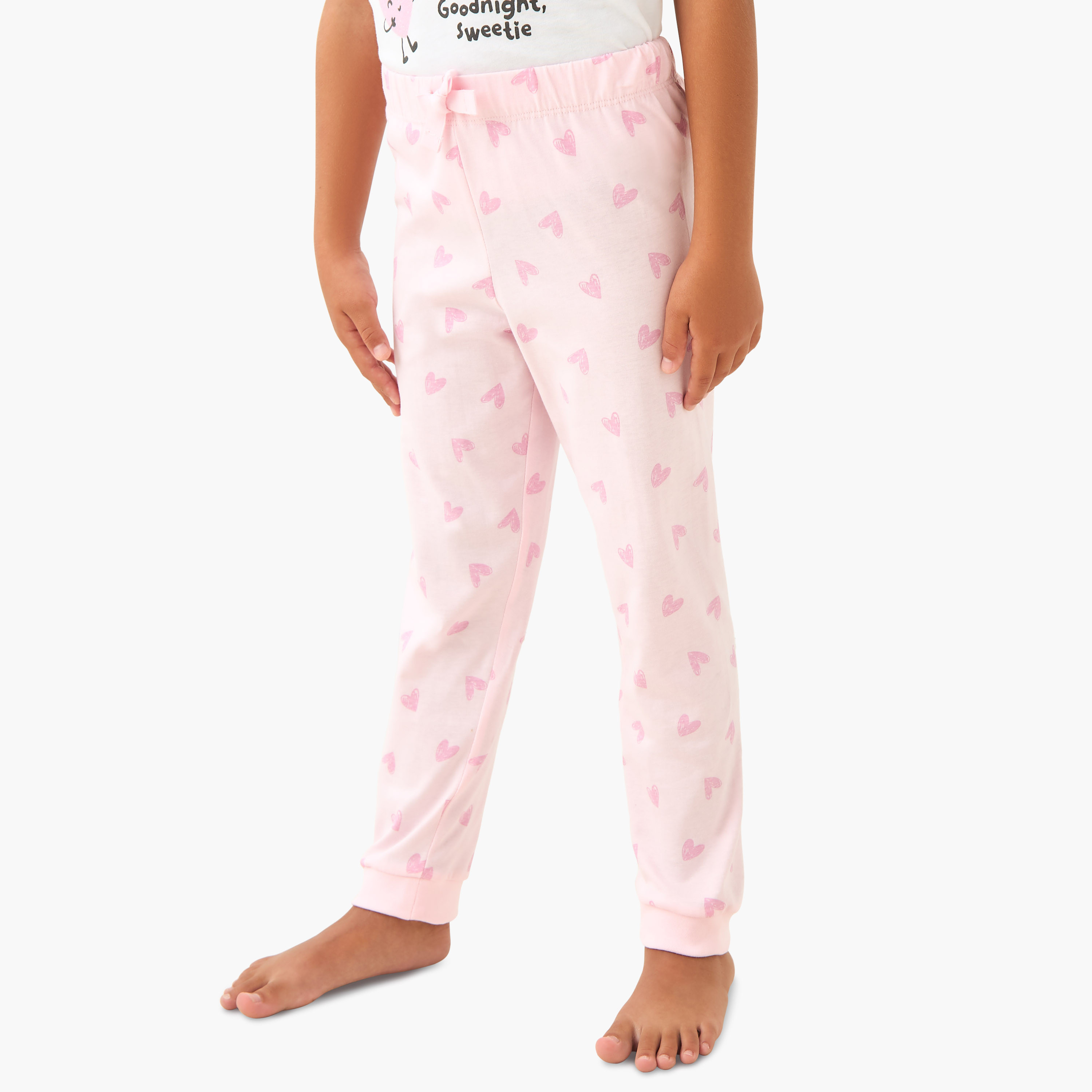Juniors Heart Print T-shirt and Pyjama Set-baby-girls-clothing-nightwear-pyjamasets-image-3