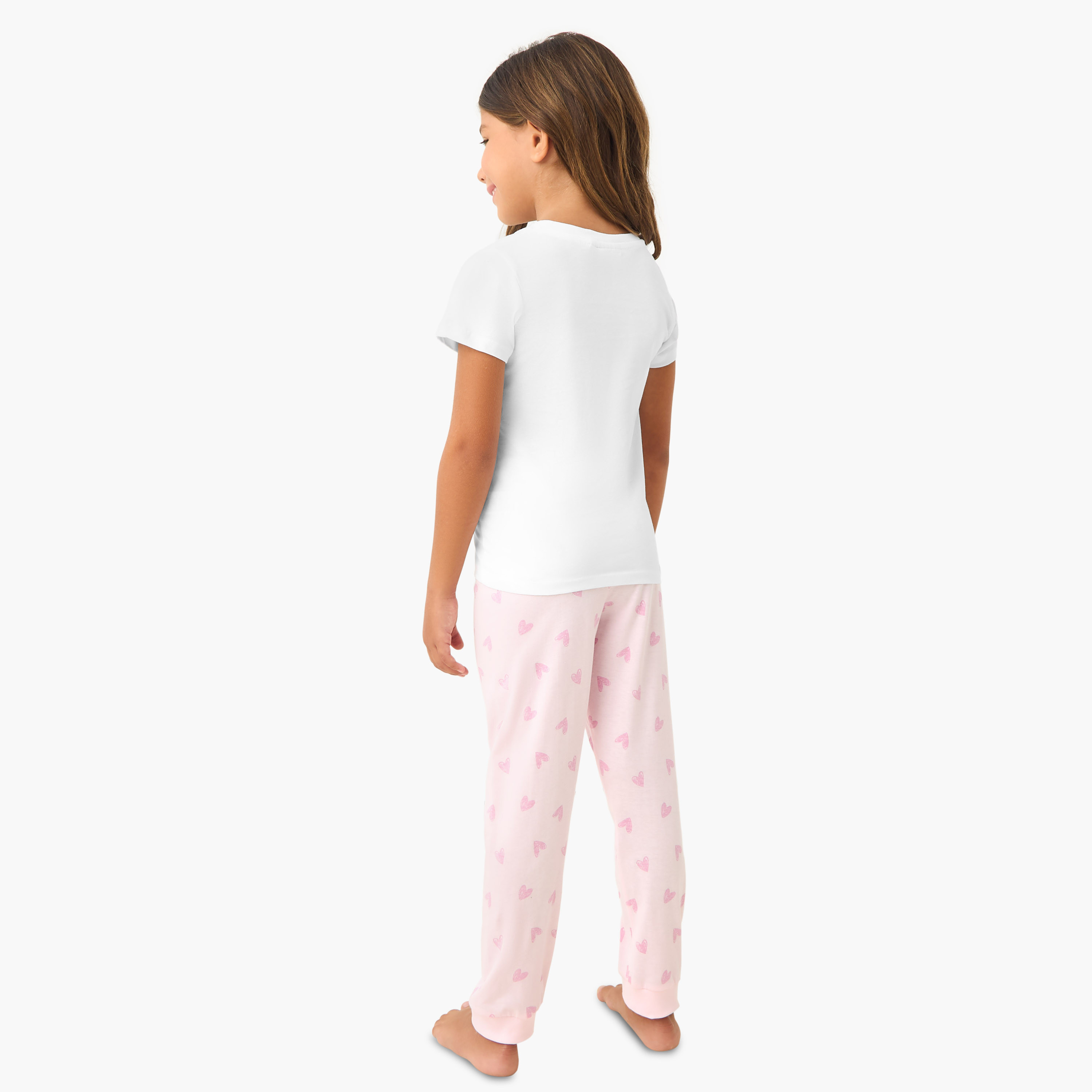 Juniors Heart Print T-shirt and Pyjama Set-baby-girls-clothing-nightwear-pyjamasets-image-4