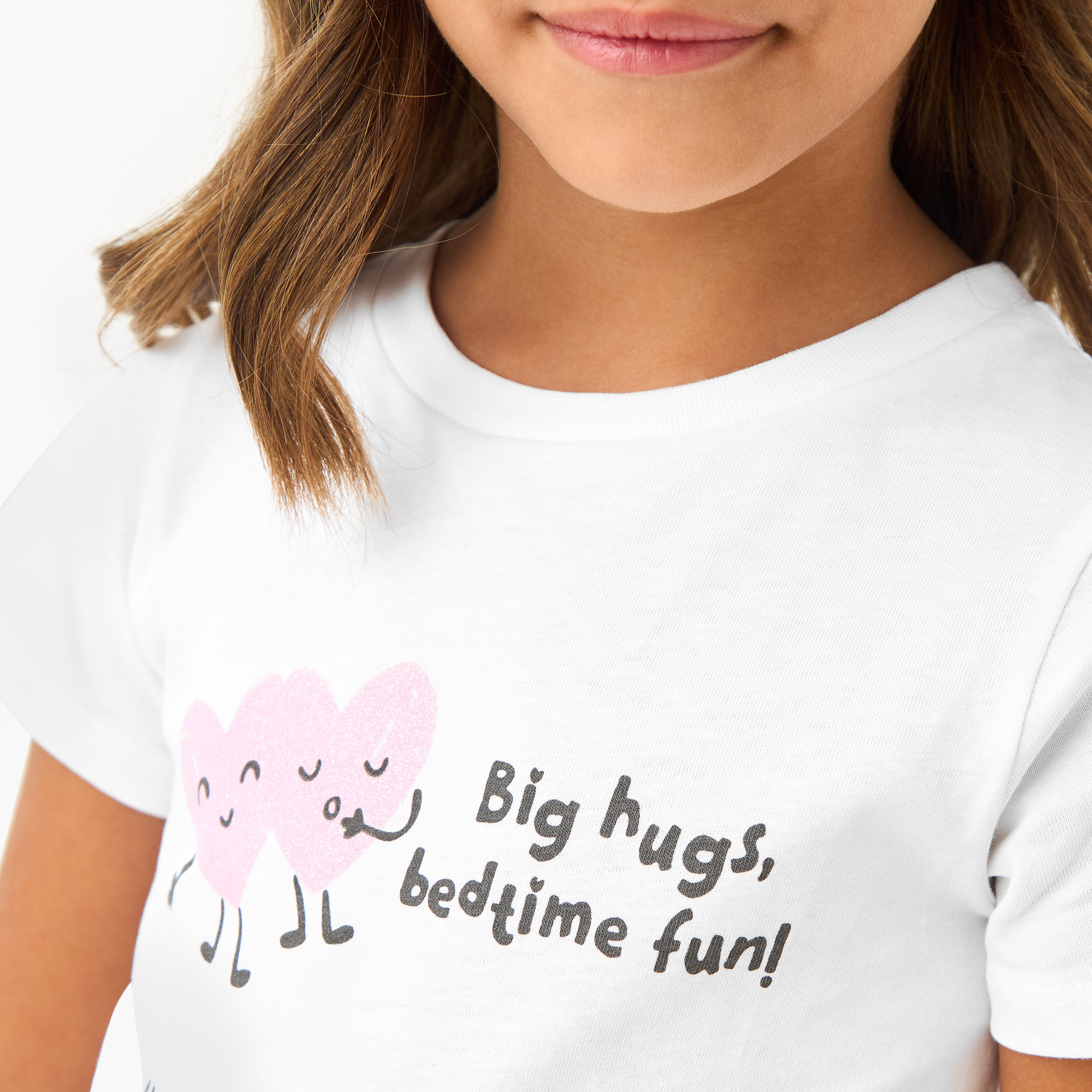 Juniors Heart Print T-shirt and Pyjama Set-baby-girls-clothing-nightwear-pyjamasets-image-5
