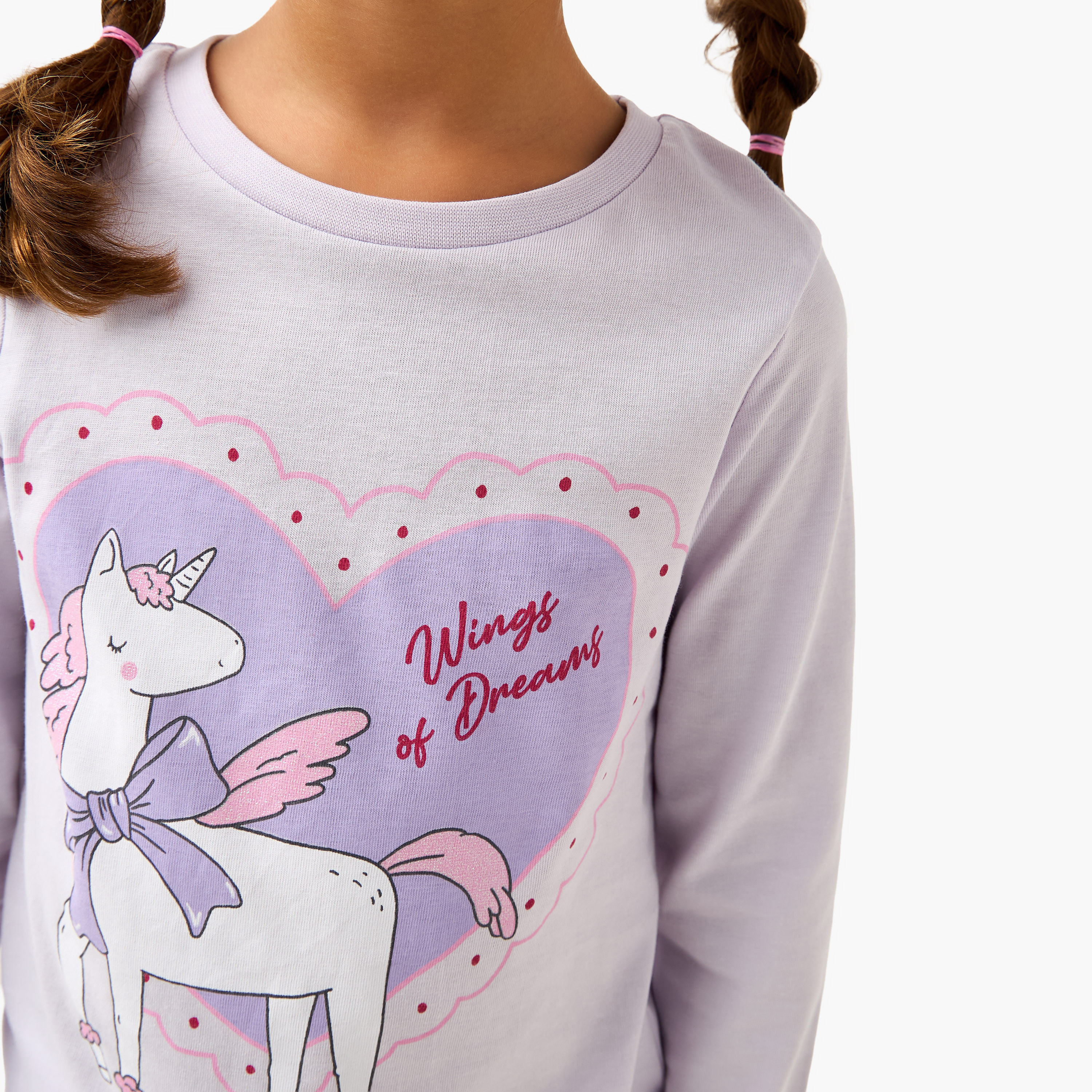 Juniors Cotton Crew Neck Long Sleeves Pyjama Set with Unicorn Print-baby-girls-clothing-winterwear-pyjamasets-image-5