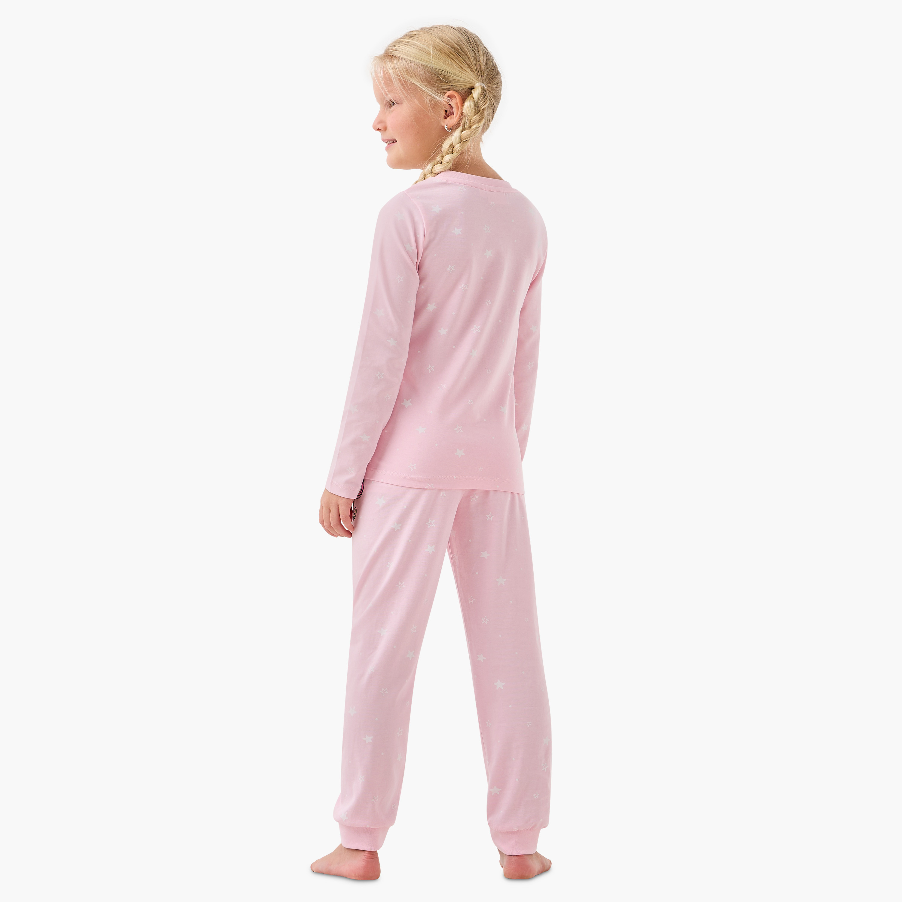 Juniors Girls T-shirt and Pyjama Set with Unicorn Print - Cotton - Long Sleeves - Crew Neck-baby-girls-clothing-winterwear-pyjamasets-image-4