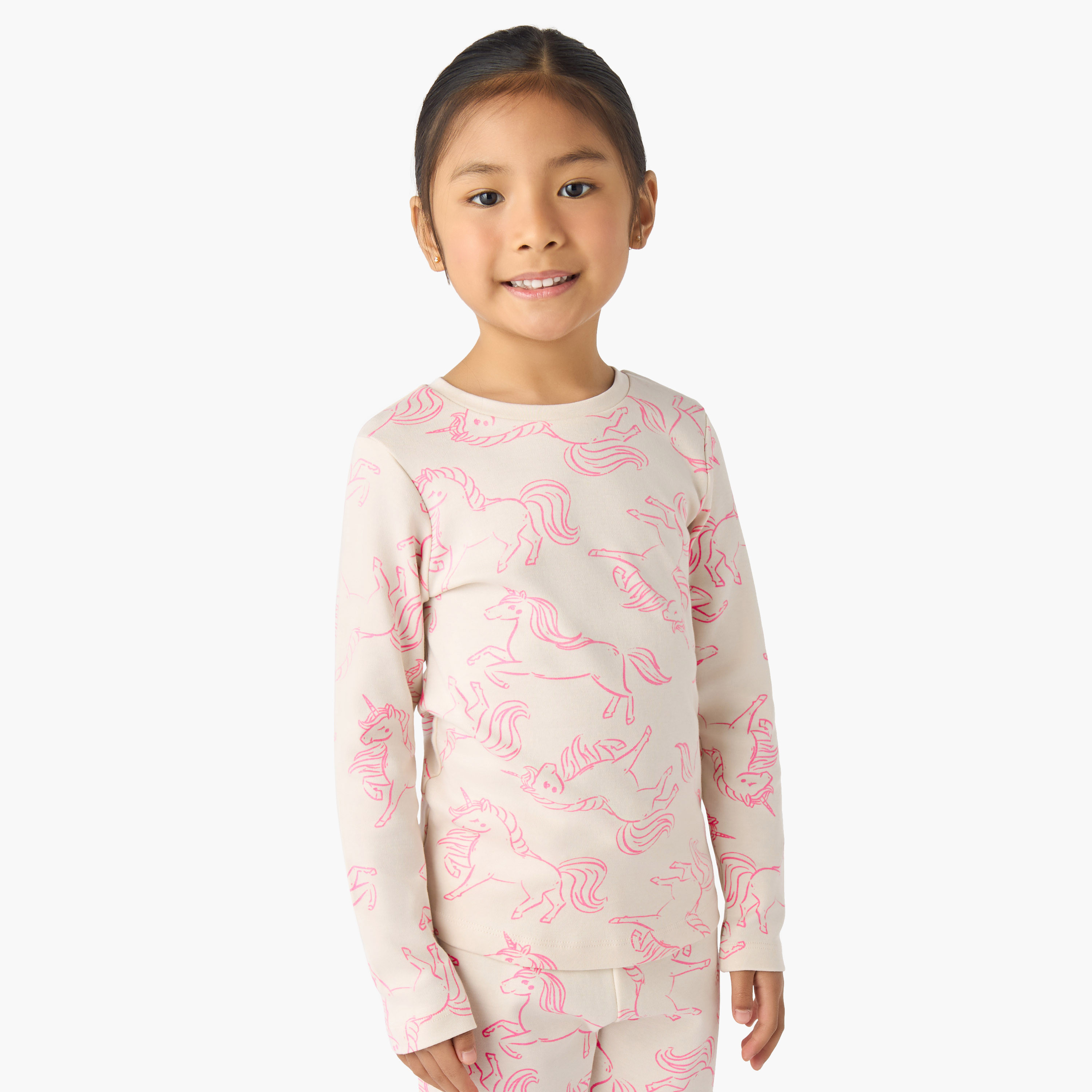 طقم بيجاما قطن بياقة ضيقة وأكمام طويلة بطبعات يونيكورن من جونيورز-baby-girls-clothing-winterwear-pyjamasets-image-6