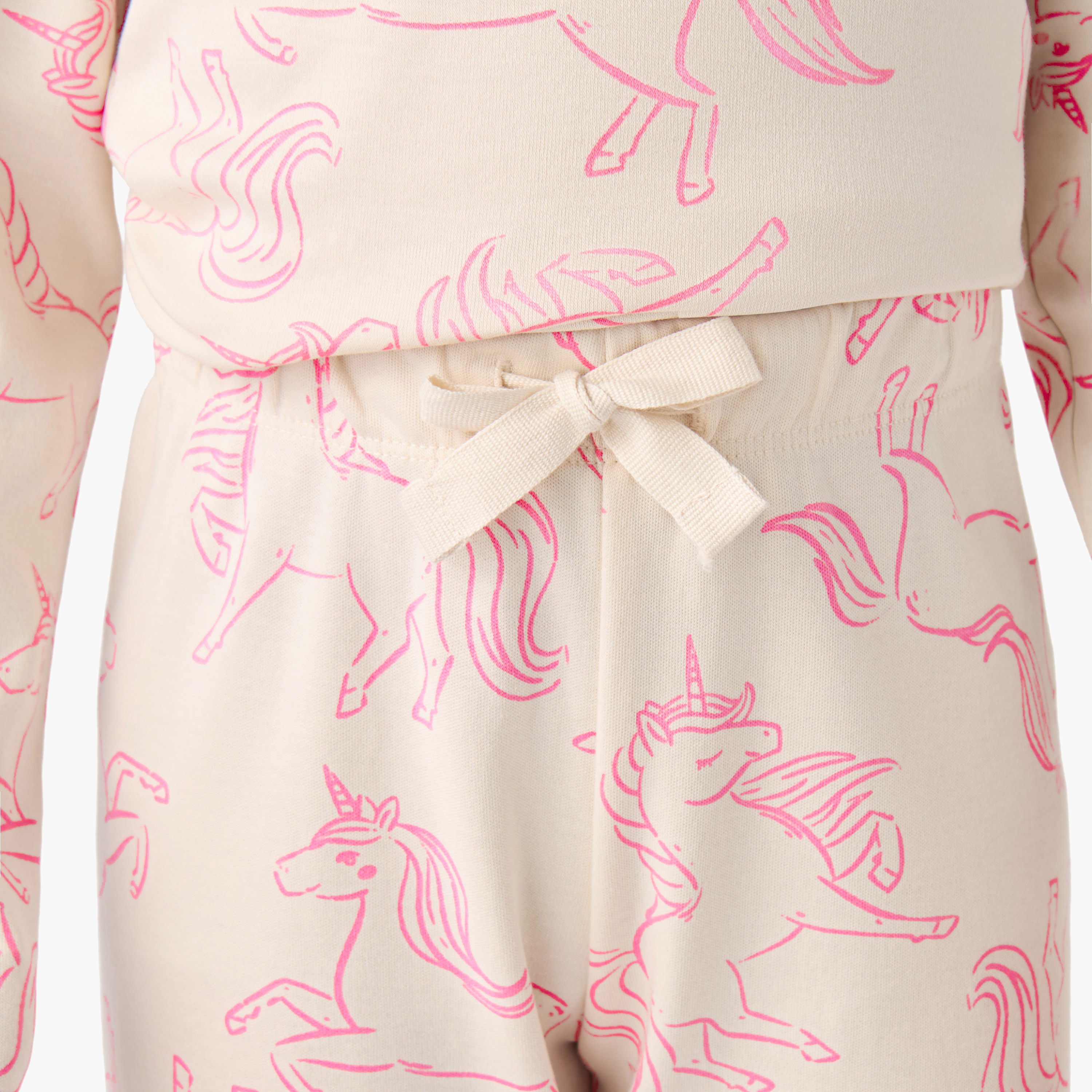 طقم بيجاما قطن بياقة ضيقة وأكمام طويلة بطبعات يونيكورن من جونيورز-baby-girls-clothing-winterwear-pyjamasets-image-2