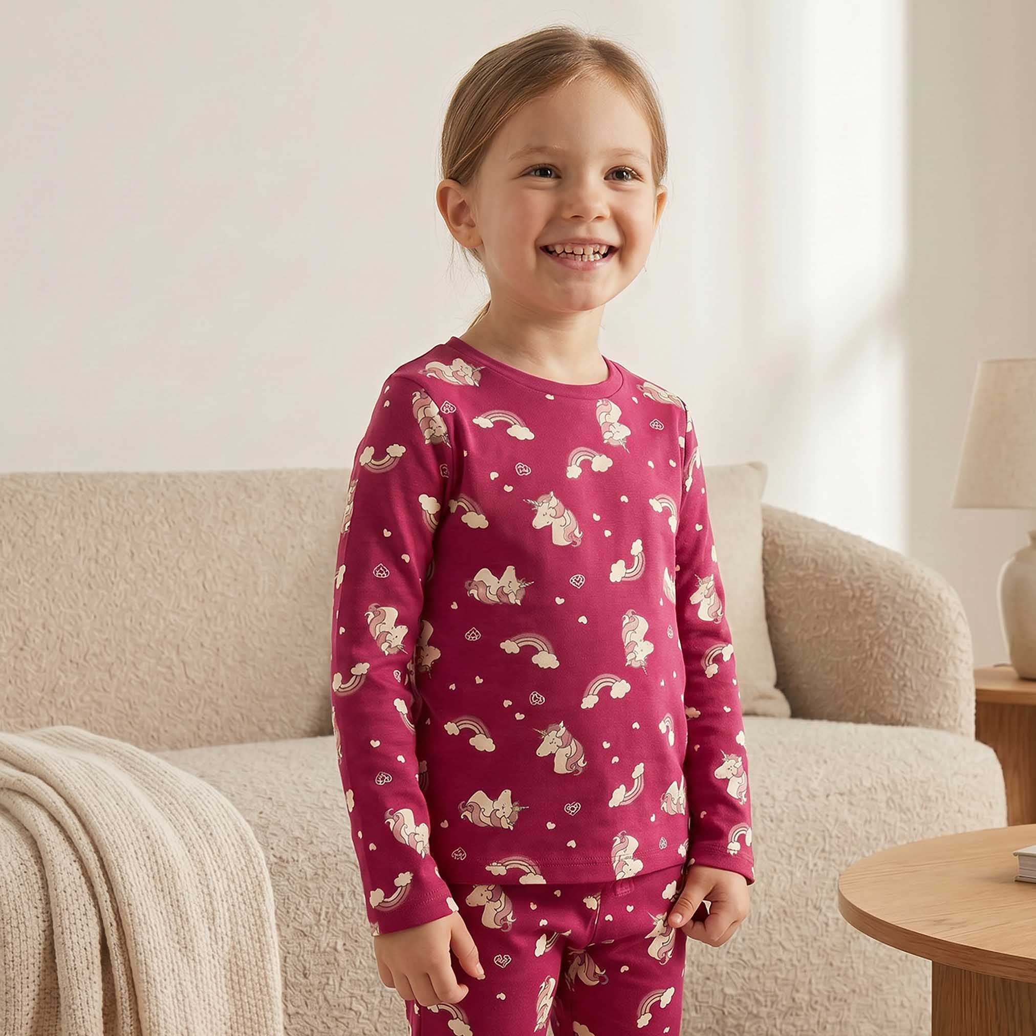 طقم بيجاما قطن بياقة ضيقة وأكمام طويلة وطبعات من جونيورز-baby-girls-clothing-winterwear-pyjamasets-image-2