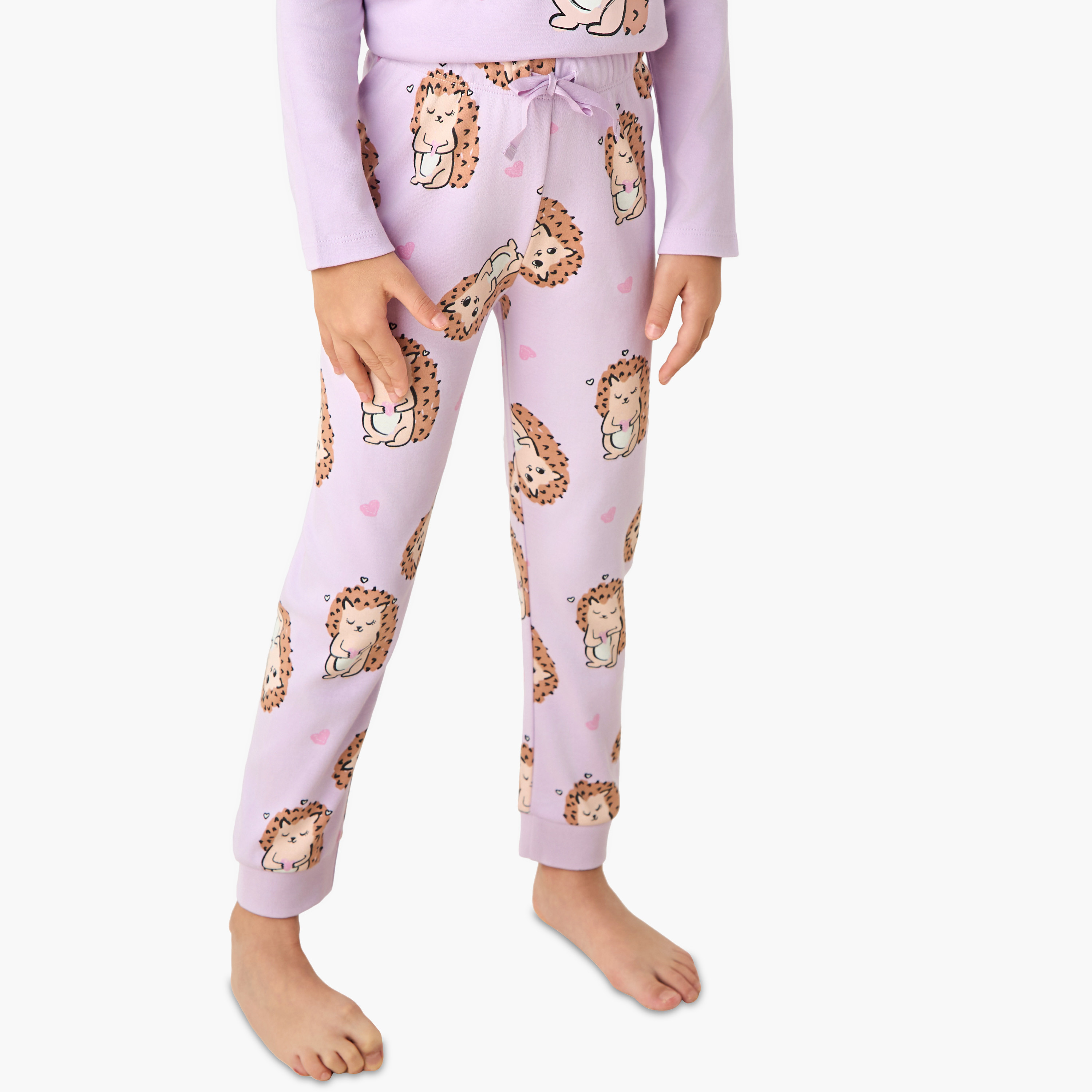 Juniors Girls T-shirt and Pyjama Set with Hedgehog Print - Cotton - Long Sleeves - Crew Neck-baby-girls-clothing-winterwear-pyjamasets-image-5