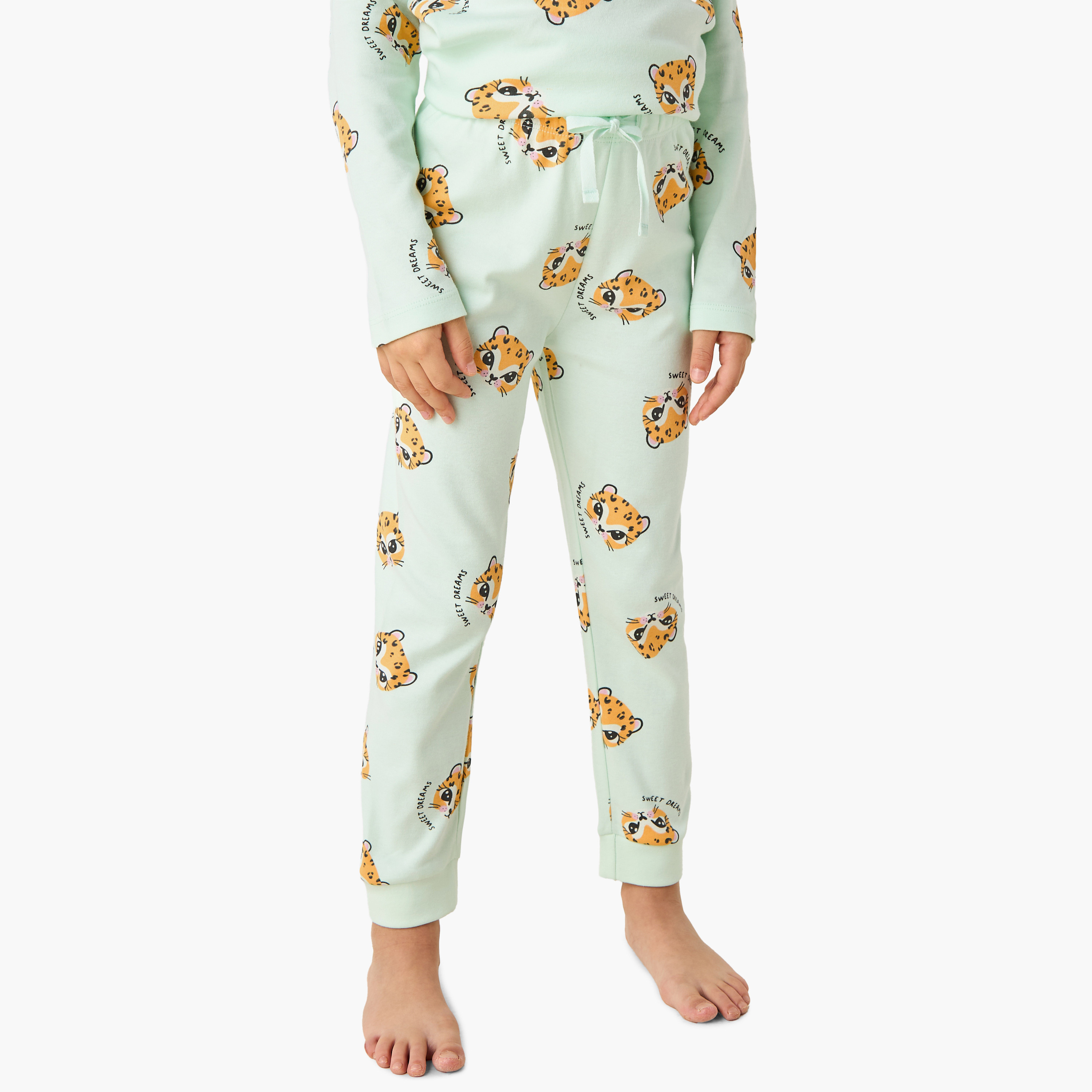 طقم بيجاما بناتي قطن بطبعات حيوانات وياقة ضيقة وأكمام طويلة من جونيورز-baby-girls-clothing-winterwear-pyjamasets-image-3