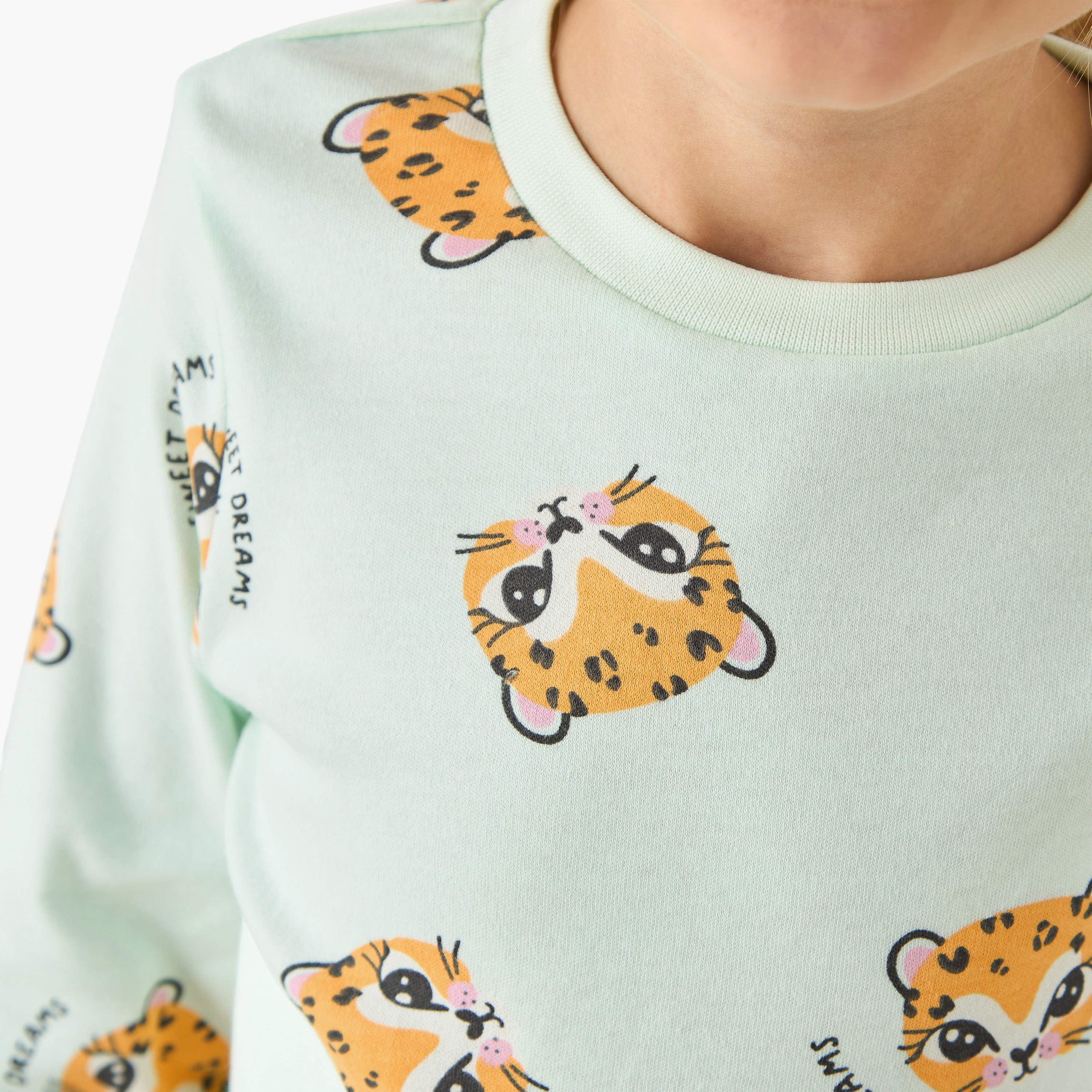 طقم بيجاما بناتي قطن بطبعات حيوانات وياقة ضيقة وأكمام طويلة من جونيورز-baby-girls-clothing-winterwear-pyjamasets-image-5