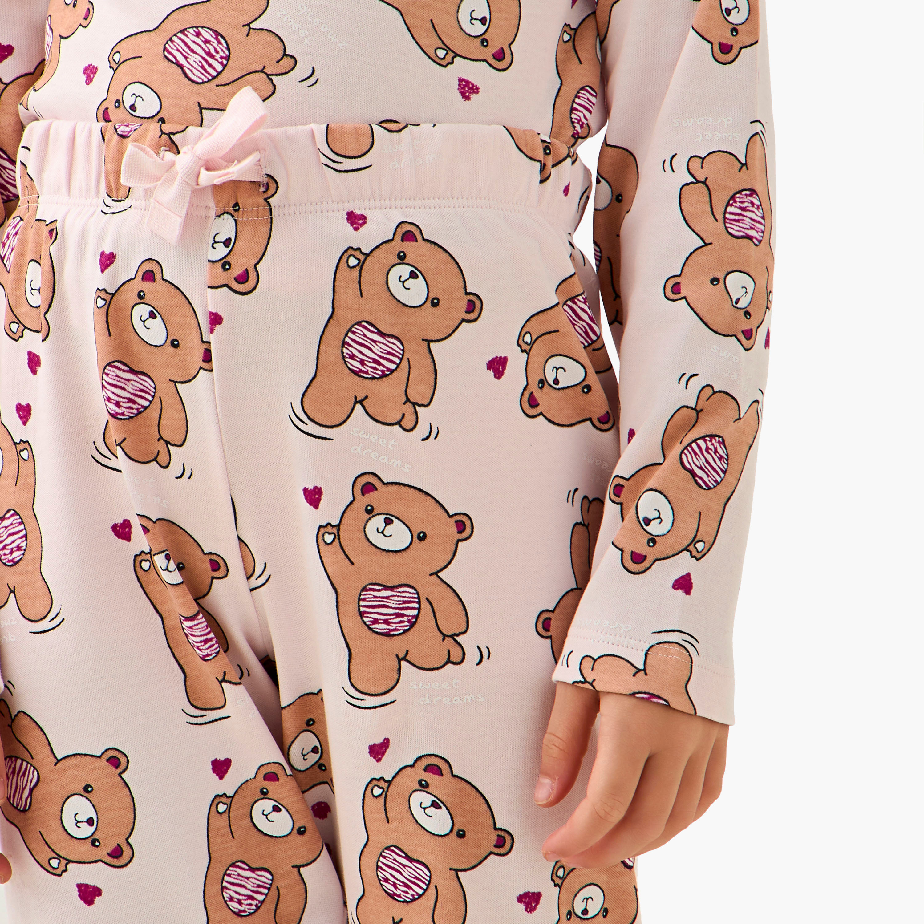طقم بيجاما قطن بياقة ضيقة وأكمام طويلة وطبعات من جونيورز-girls-clothing-nightwear-image-6