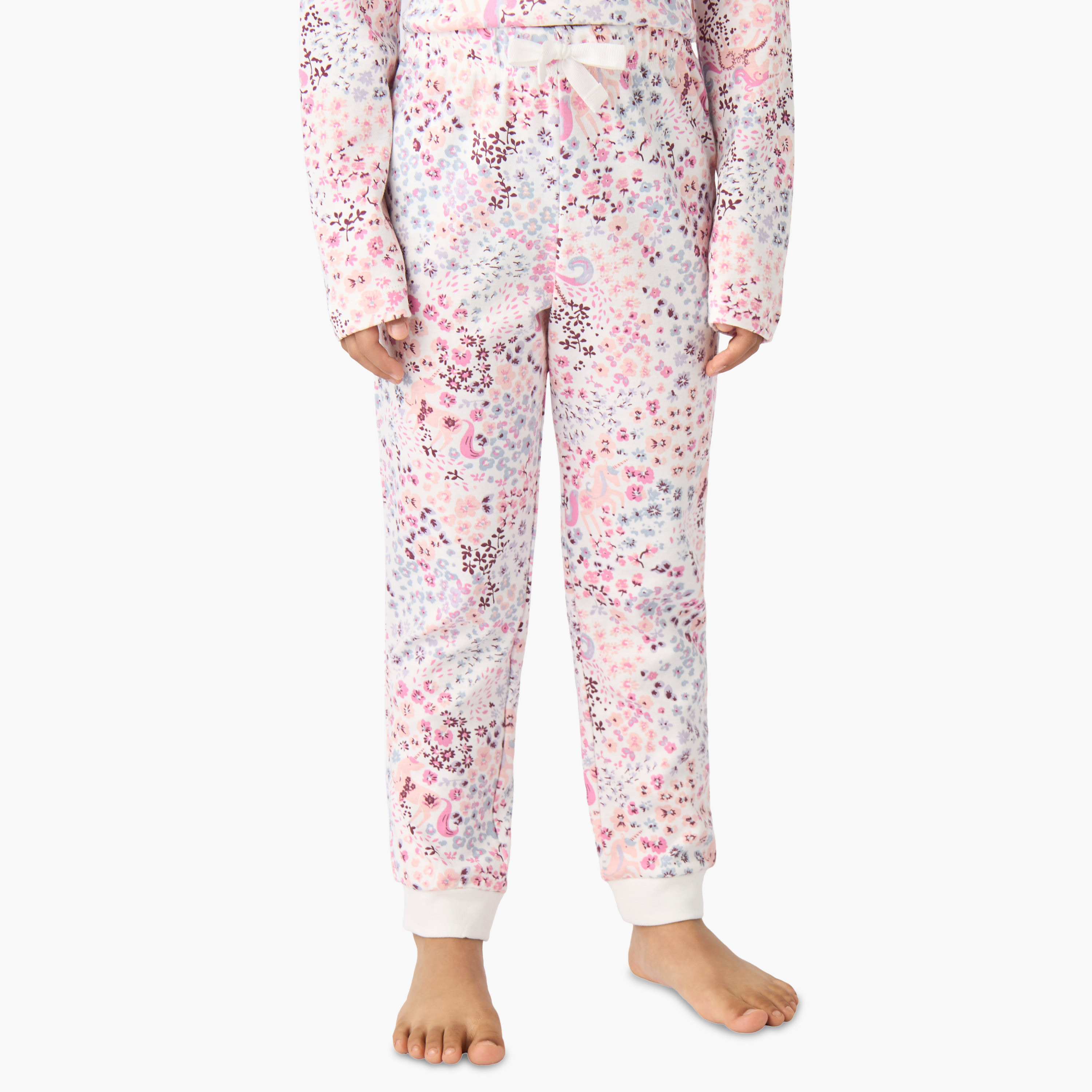 طقم بيجاما قطن بياقة ضيقة وأكمام طويلة وطبعات زهرية من جونيورز-baby-girls-clothing-winterwear-pyjamasets-image-3