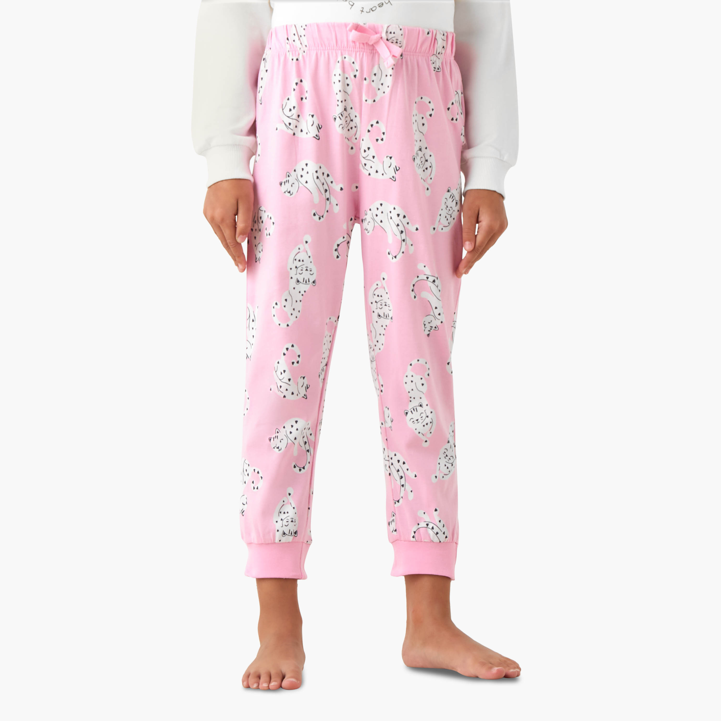 Juniors Cotton Crew Neck Long Sleeves Pyjama Set with Heart Leopard Print-baby-girls-clothing-winterwear-pyjamasets-image-3