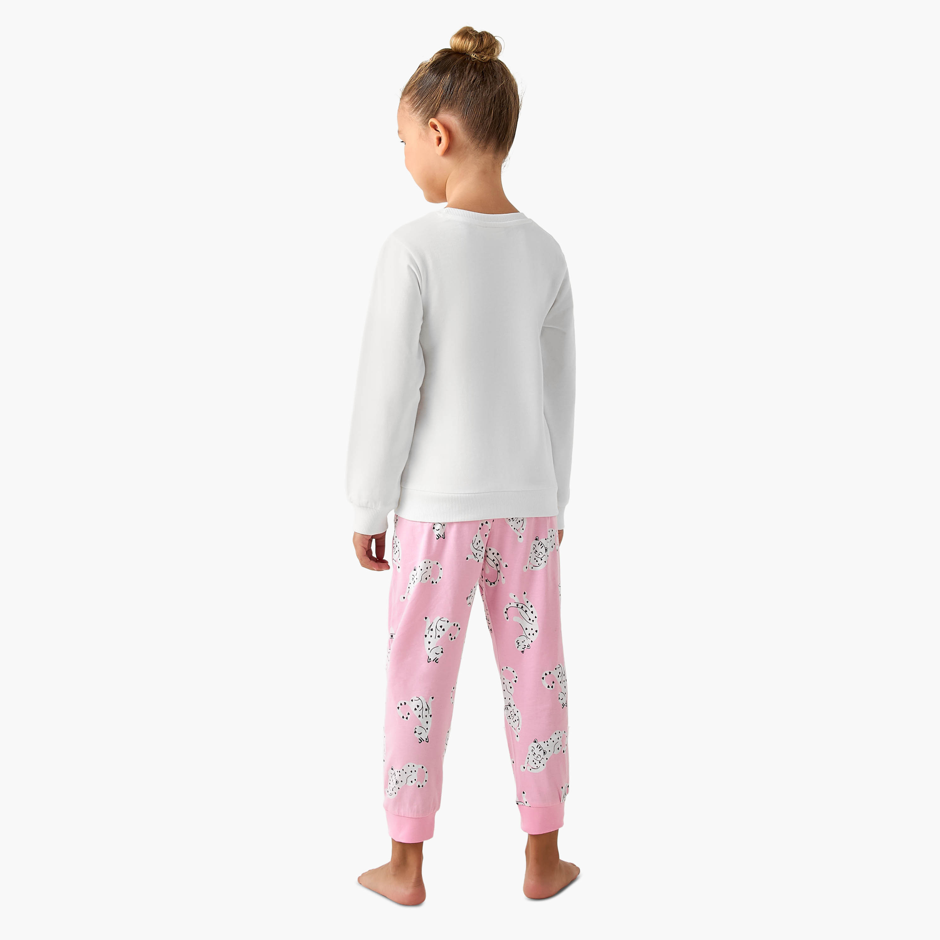 Juniors Cotton Crew Neck Long Sleeves Pyjama Set with Heart Leopard Print-baby-girls-clothing-winterwear-pyjamasets-image-4