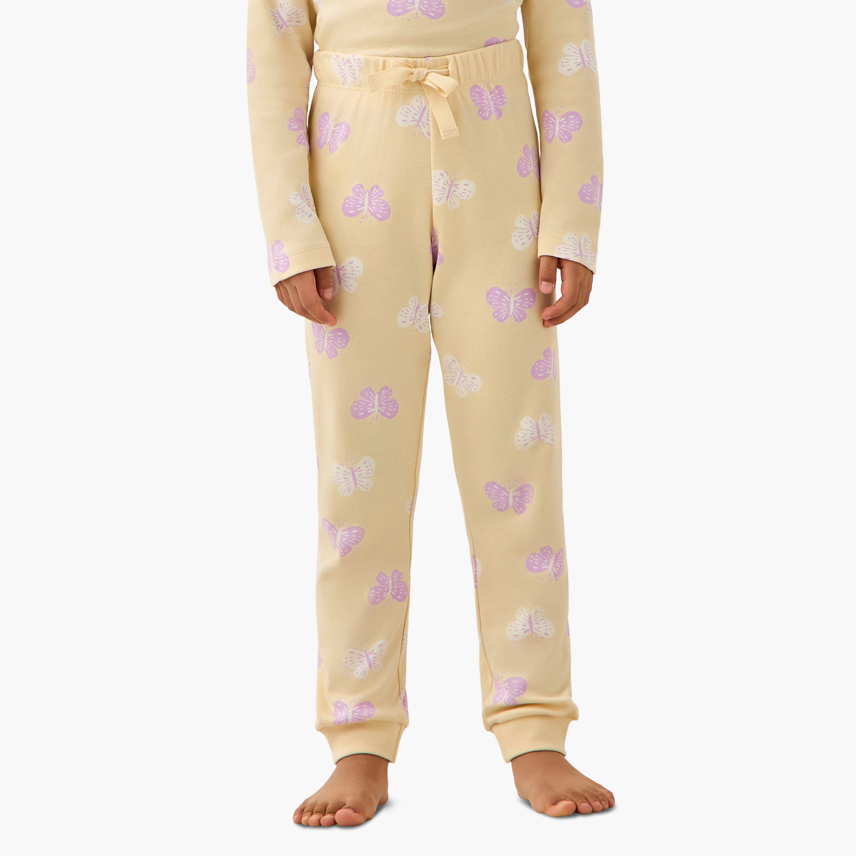 Juniors Cotton Crew Neck Long Sleeves Pyjama Set with Butterfly Print-baby-girls-clothing-winterwear-pyjamasets-image-3