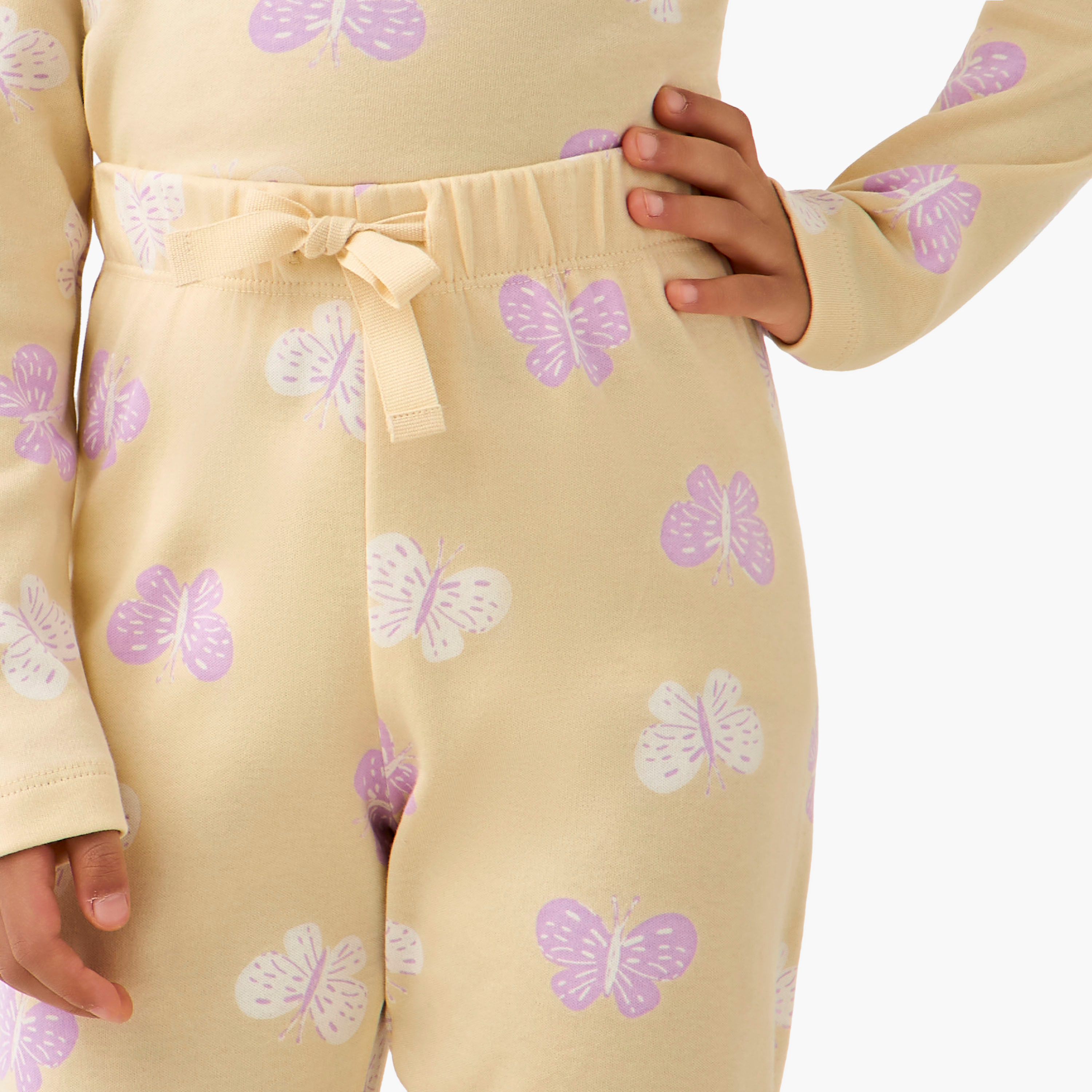 Juniors Cotton Crew Neck Long Sleeves Pyjama Set with Butterfly Print-baby-girls-clothing-winterwear-pyjamasets-image-6