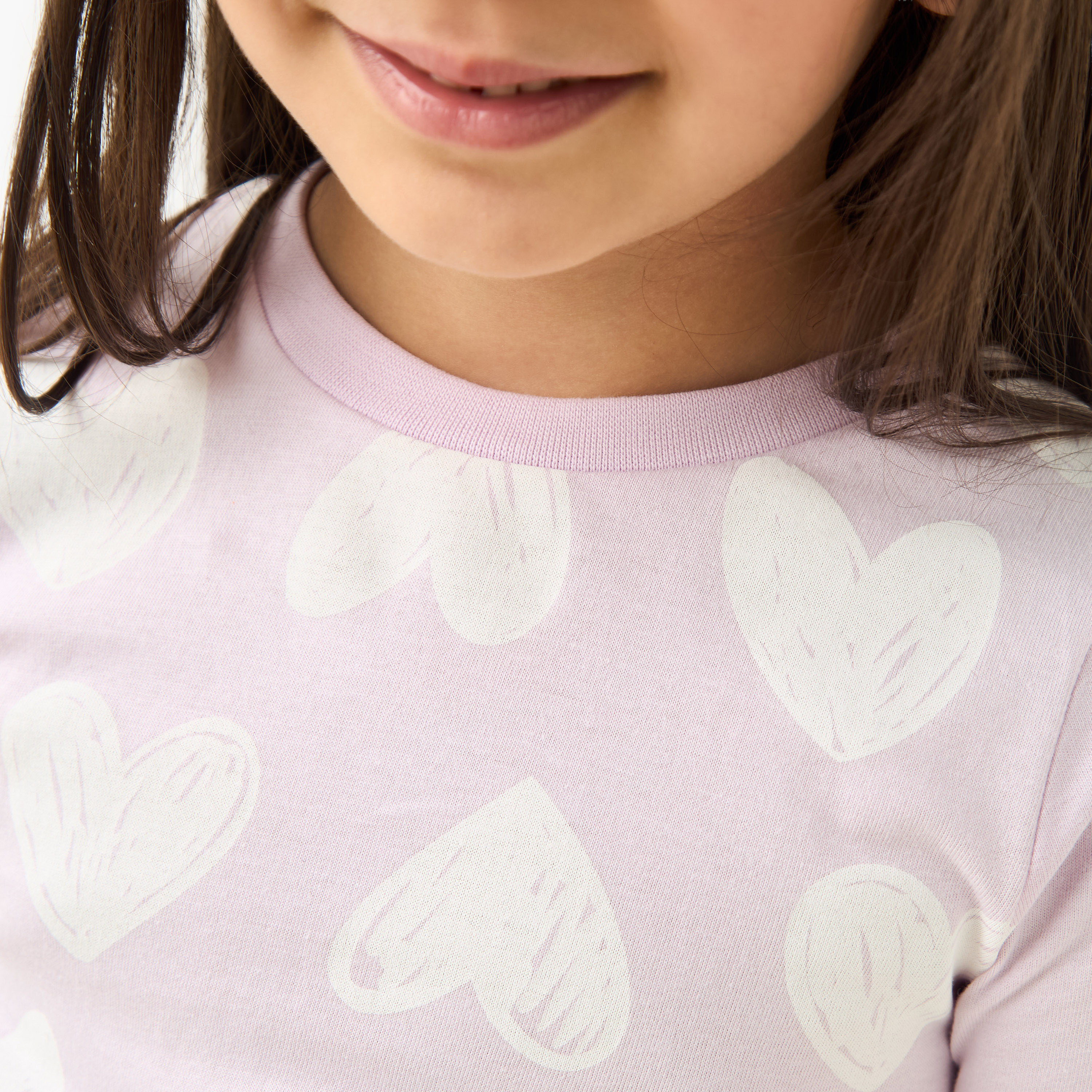 Juniors Heart Print T-shirt and Pyjama Set-girls-clothing-nightwear-image-5
