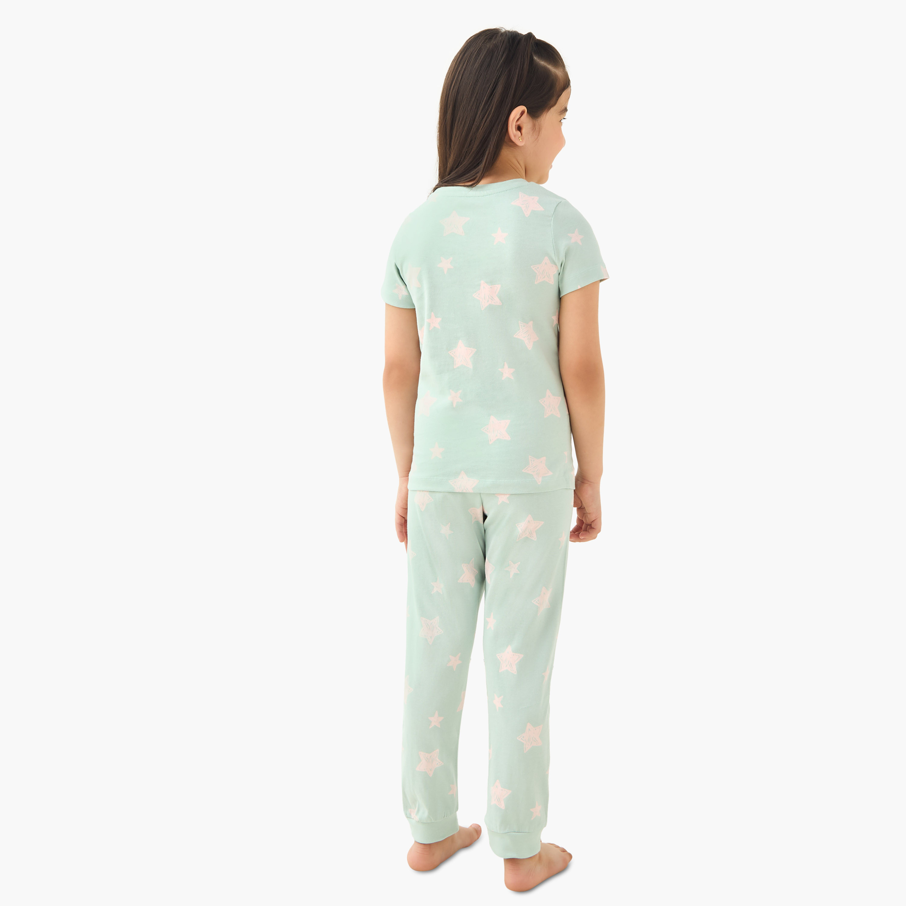 Juniors Star Print T-shirt and Pyjama Set-girls-clothing-nightwear-image-4