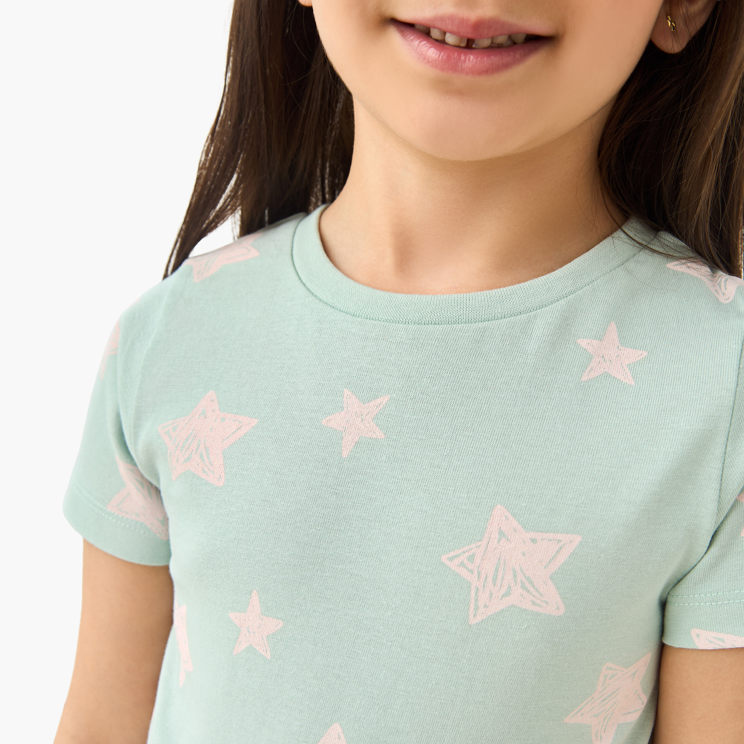 Juniors Star Print T-shirt and Pyjama Set-girls-clothing-nightwear-image-5