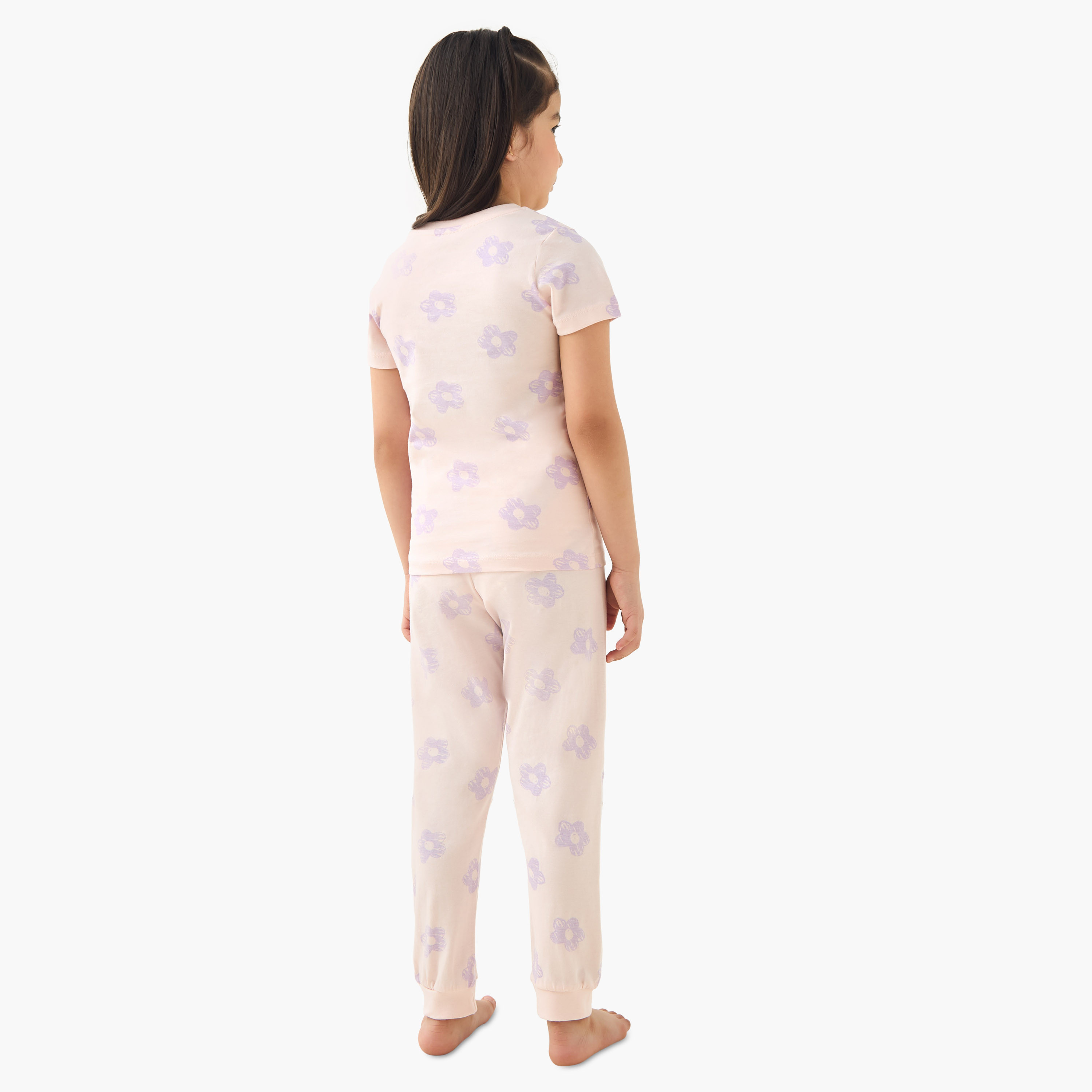 Juniors Floral Print T-shirt and Pyjama Set-baby-girls-clothing-nightwear-pyjamasets-image-4